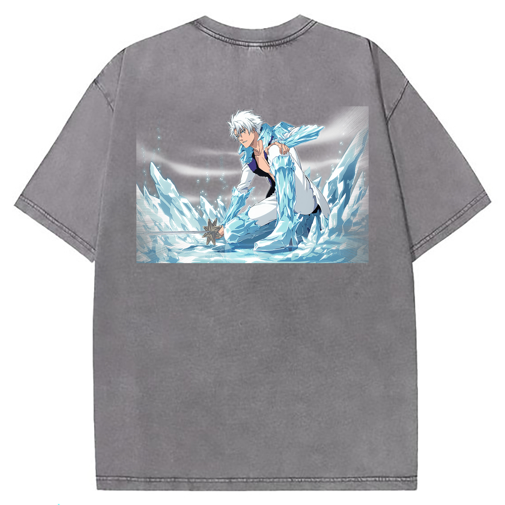 （画像用） ブリーチ 日番谷冬獅郎（ひつがや とうしろう） BLEACH Hitsugaya Toushirou 綿100% ヴィンテージ風 半袖Tシャツ（背面プリント）
