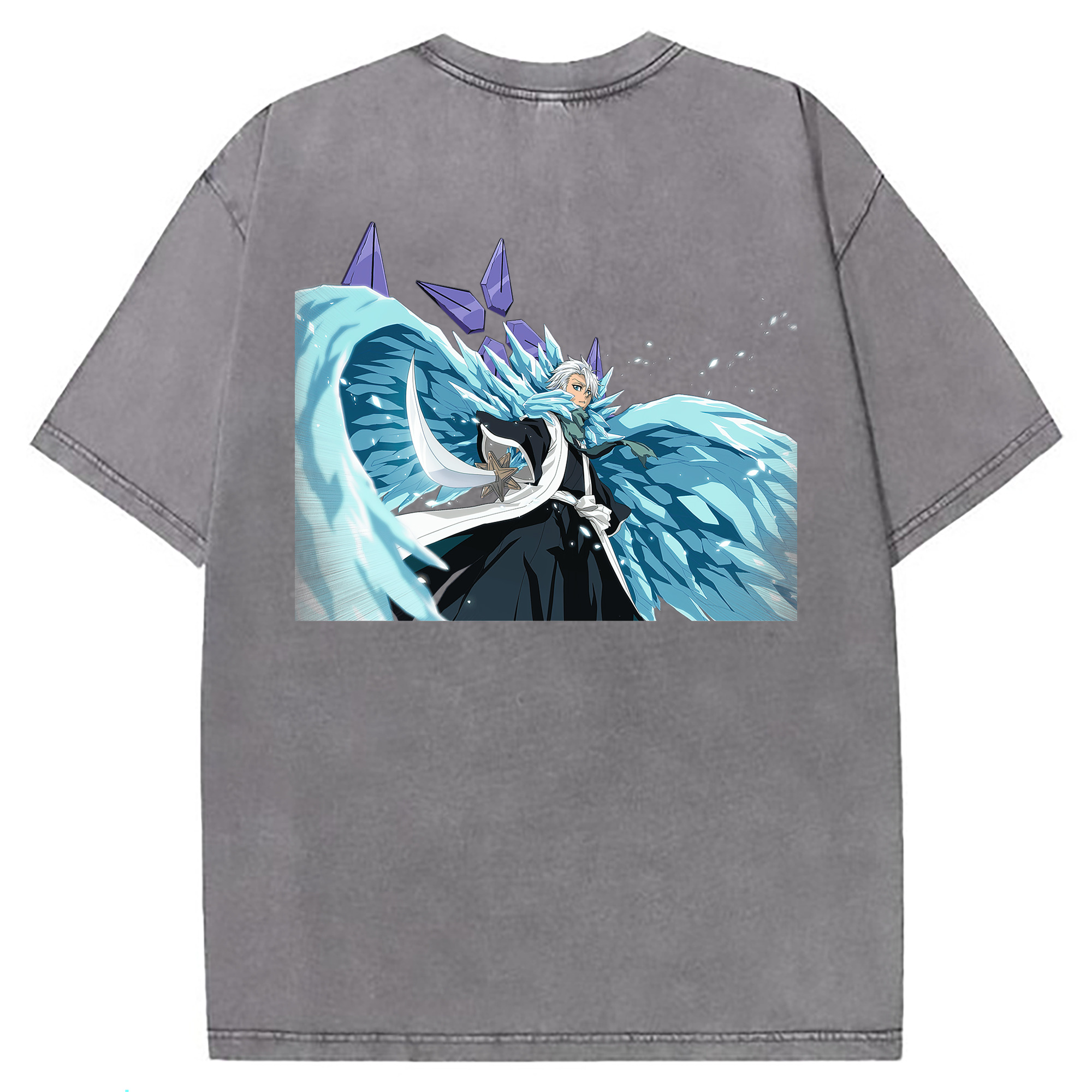 （画像用） ブリーチ 日番谷冬獅郎（ひつがや とうしろう） BLEACH Hitsugaya Toushirou 綿100% ヴィンテージ風 半袖Tシャツ（背面プリント）