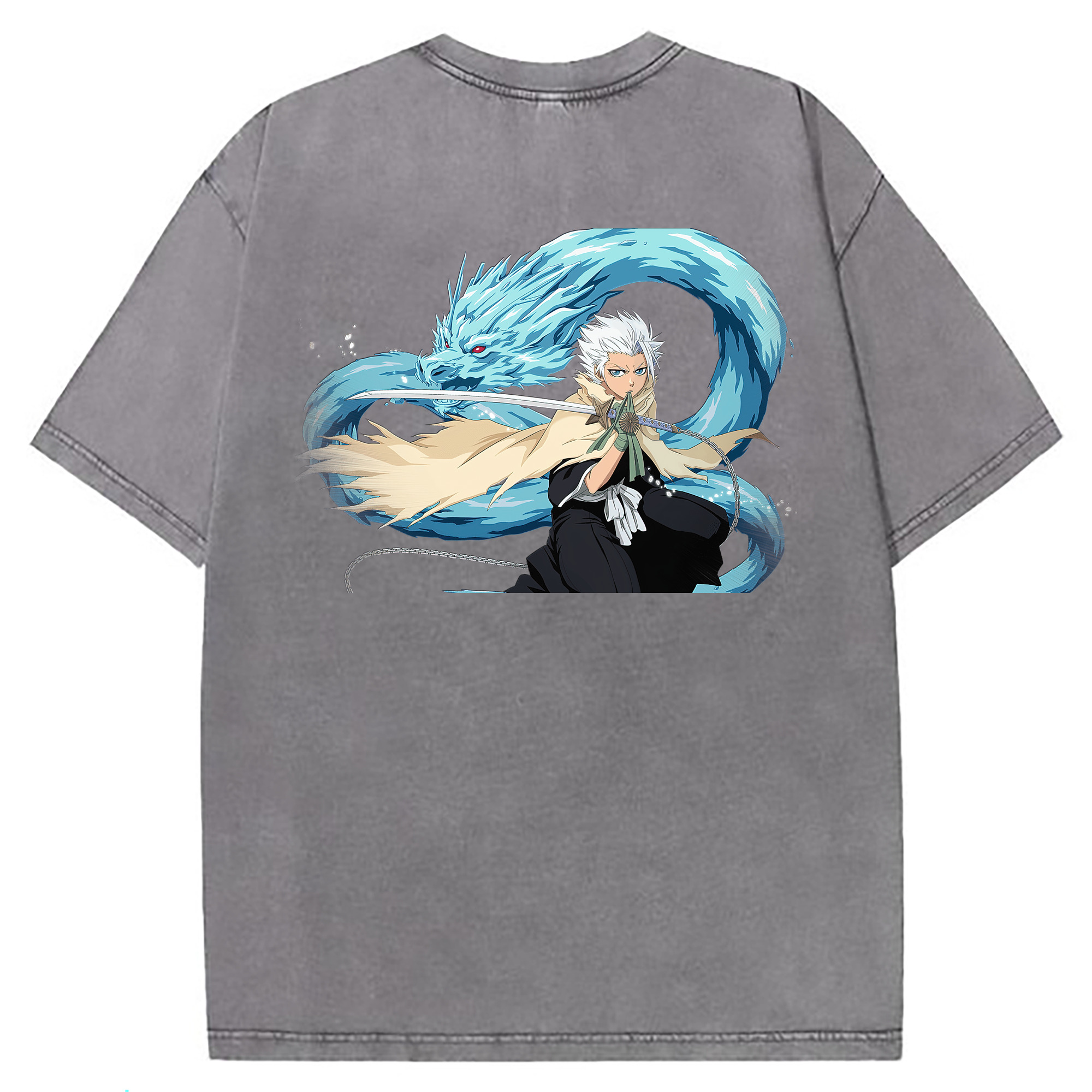 （画像用） ブリーチ 日番谷冬獅郎（ひつがや とうしろう） BLEACH Hitsugaya Toushirou 綿100% ヴィンテージ風 半袖Tシャツ（背面プリント）
