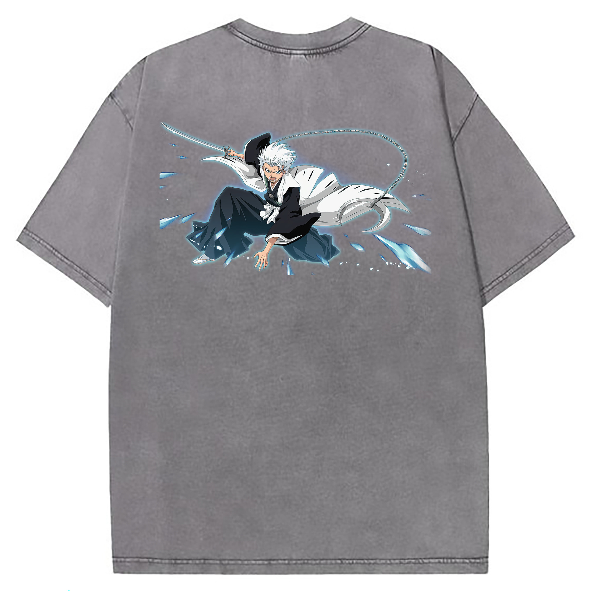 （画像用） ブリーチ 日番谷冬獅郎（ひつがや とうしろう） BLEACH Hitsugaya Toushirou 綿100% ヴィンテージ風 半袖Tシャツ（背面プリント）