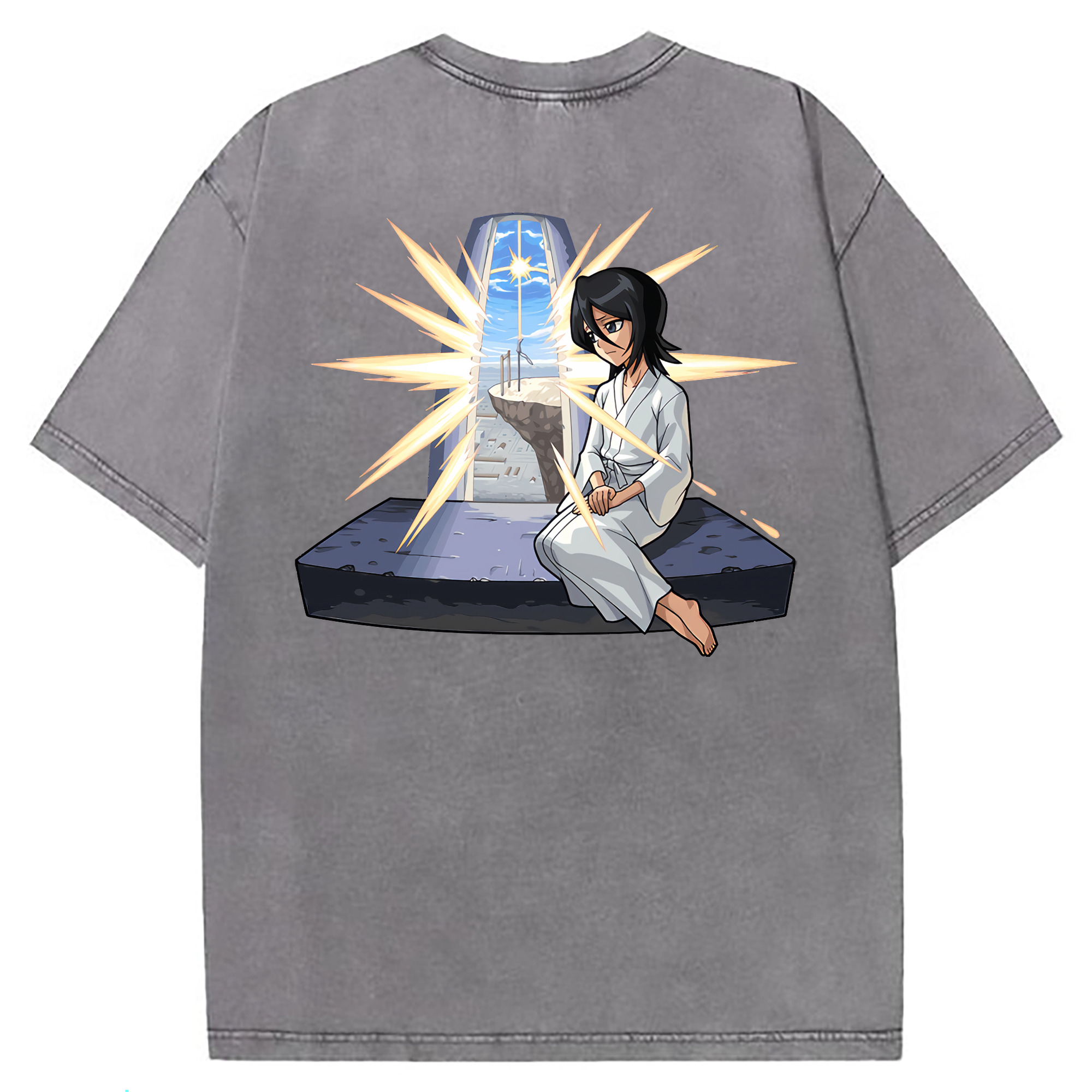 （画像用） ブリーチ 朽木ルキア BLEACH Kuchiki Rukia 綿100% ヴィンテージ風 半袖Tシャツ（背面プリント）