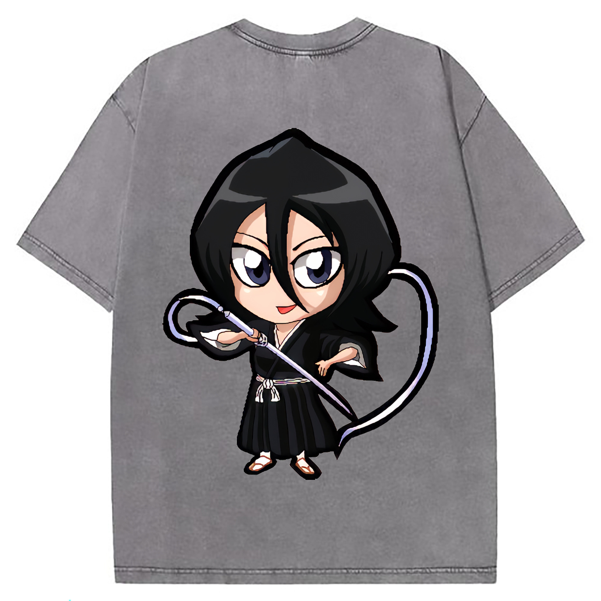 （画像用） ブリーチ 朽木ルキア BLEACH Kuchiki Rukia 綿100% ヴィンテージ風 半袖Tシャツ（背面プリント）