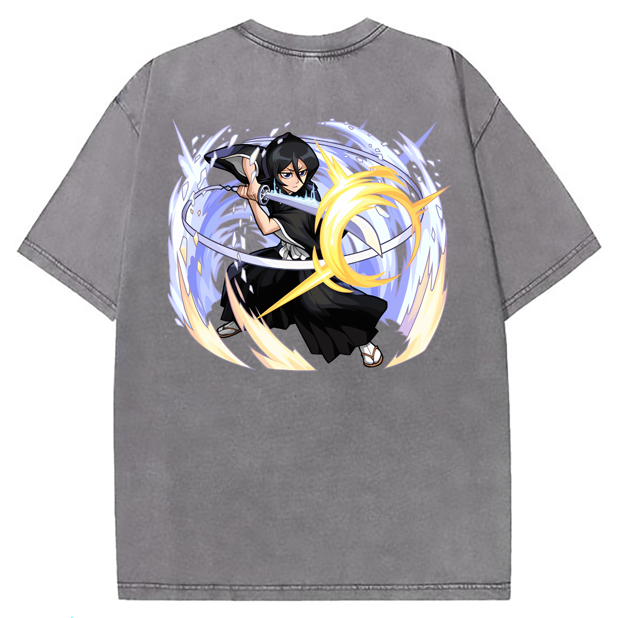 （画像用） ブリーチ 朽木ルキア BLEACH Kuchiki Rukia 綿100% ヴィンテージ風 半袖Tシャツ（背面プリント）