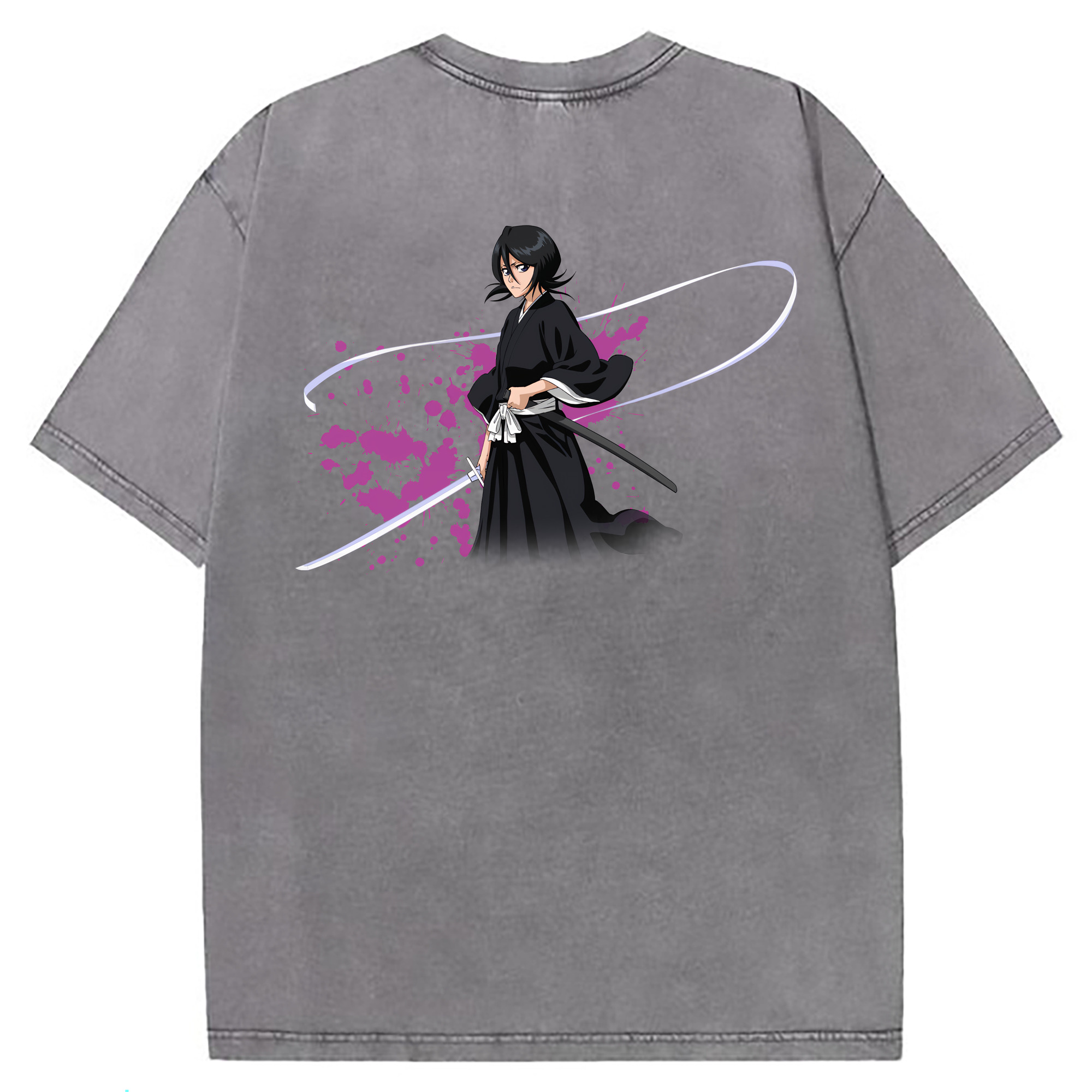 （画像用） ブリーチ 朽木ルキア BLEACH Kuchiki Rukia 綿100% ヴィンテージ風 半袖Tシャツ（背面プリント）