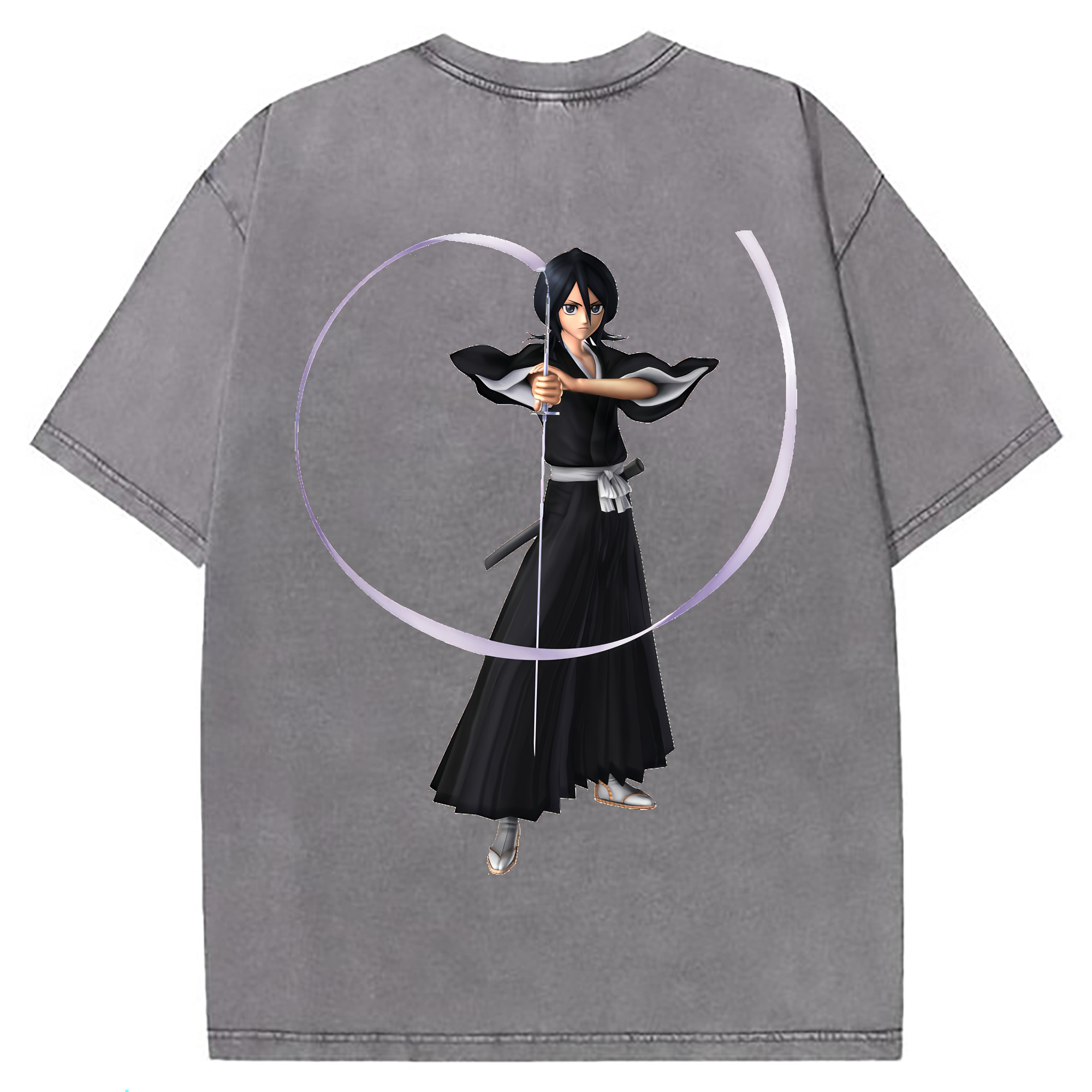 （画像用） ブリーチ 朽木ルキア BLEACH Kuchiki Rukia 綿100% ヴィンテージ風 半袖Tシャツ（背面プリント）