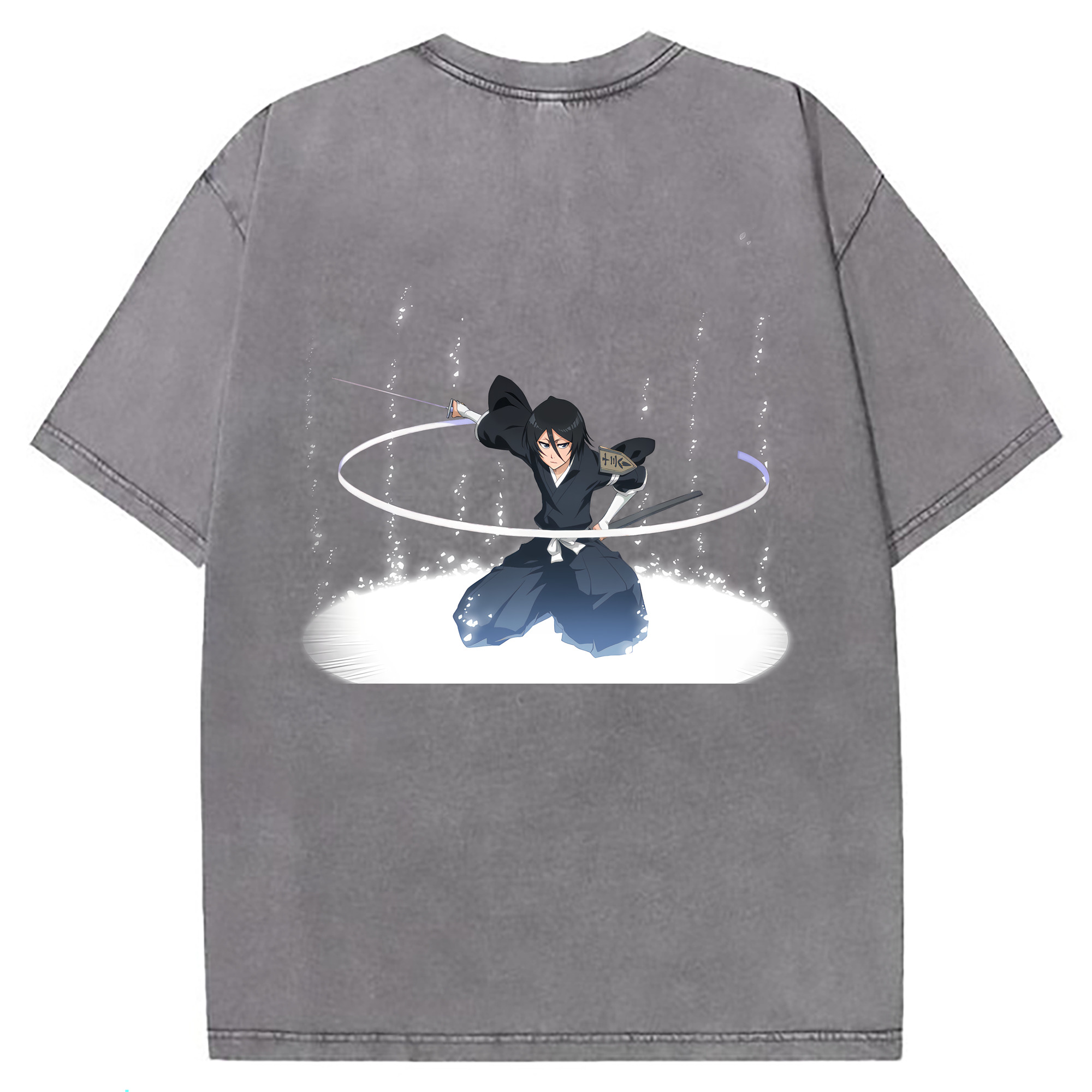 （画像用） ブリーチ 朽木ルキア BLEACH Kuchiki Rukia 綿100% ヴィンテージ風 半袖Tシャツ（背面プリント）