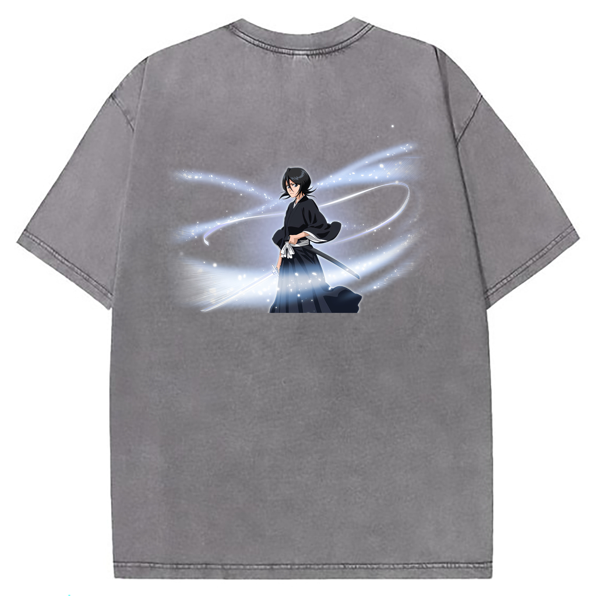 （画像用） ブリーチ 朽木ルキア BLEACH Kuchiki Rukia 綿100% ヴィンテージ風 半袖Tシャツ（背面プリント）