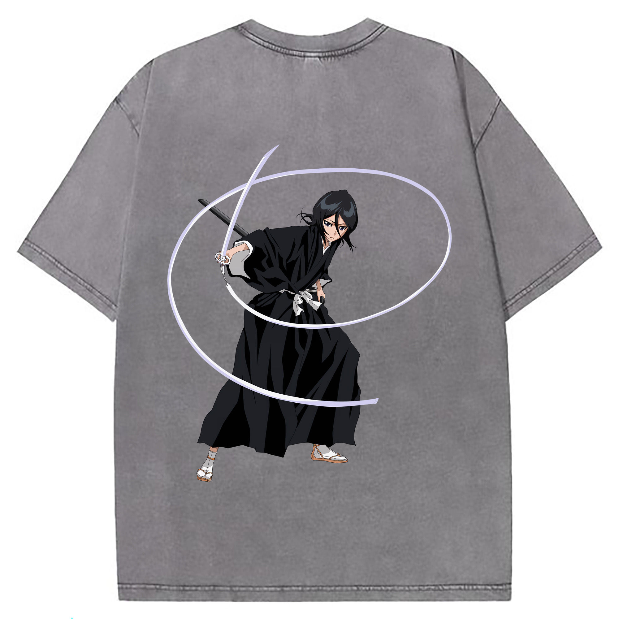 （画像用） ブリーチ 朽木ルキア BLEACH Kuchiki Rukia 綿100% ヴィンテージ風 半袖Tシャツ（背面プリント）