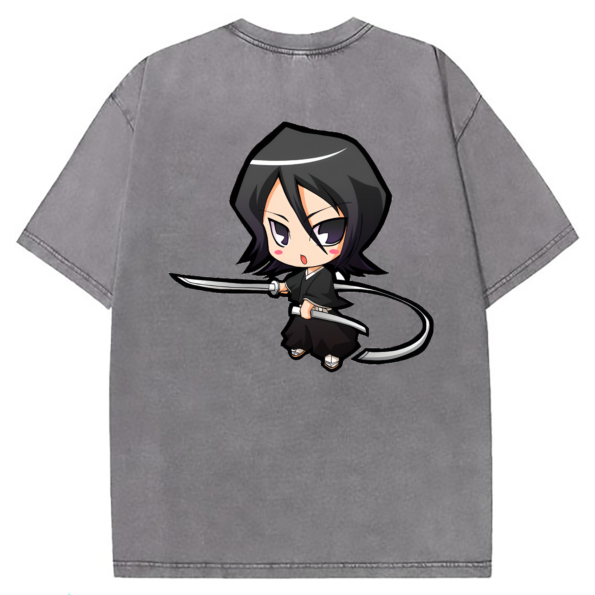 （画像用） ブリーチ 朽木ルキア BLEACH Kuchiki Rukia 綿100% ヴィンテージ風 半袖Tシャツ（背面プリント）