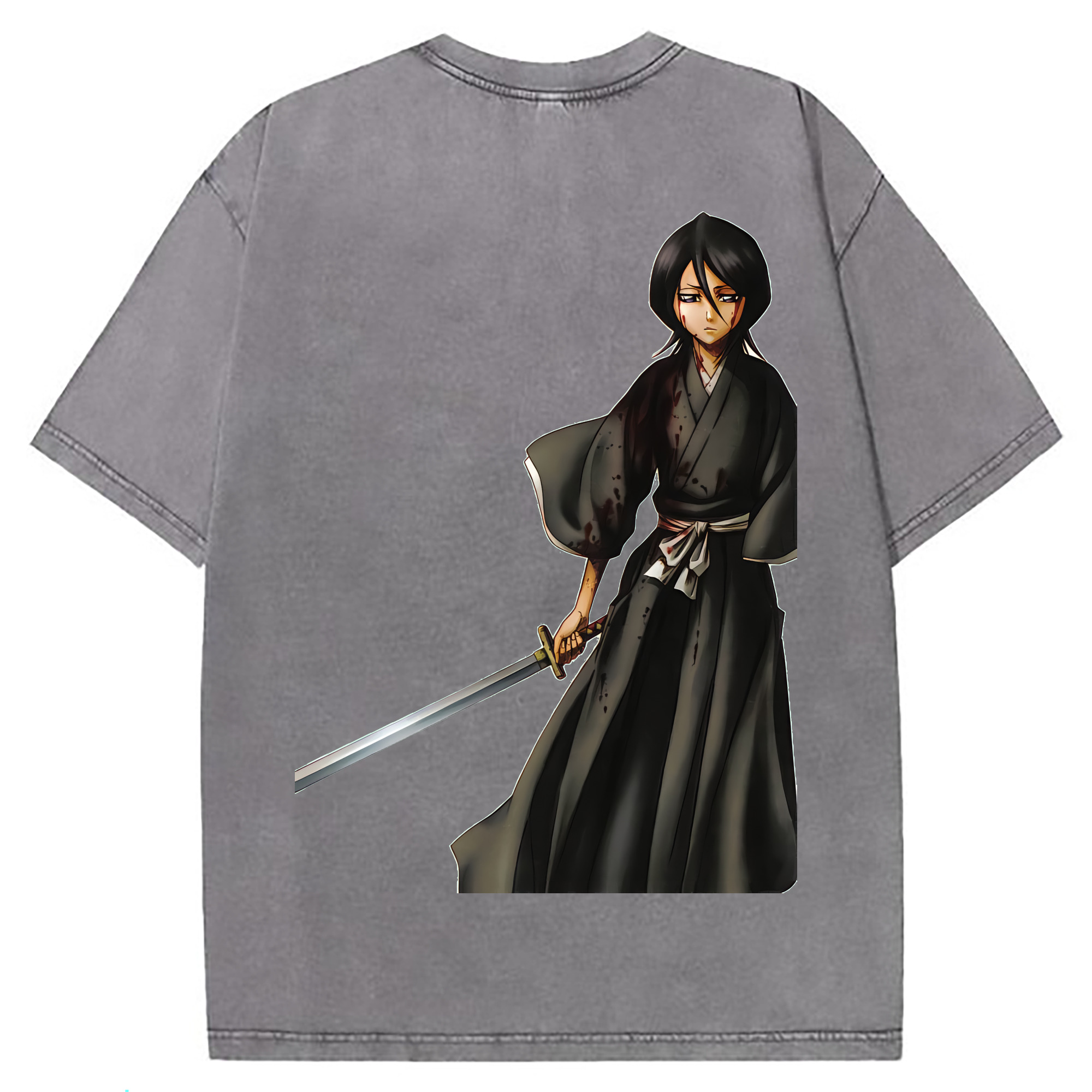 （画像用） ブリーチ 朽木ルキア BLEACH Kuchiki Rukia 綿100% ヴィンテージ風 半袖Tシャツ（背面プリント）