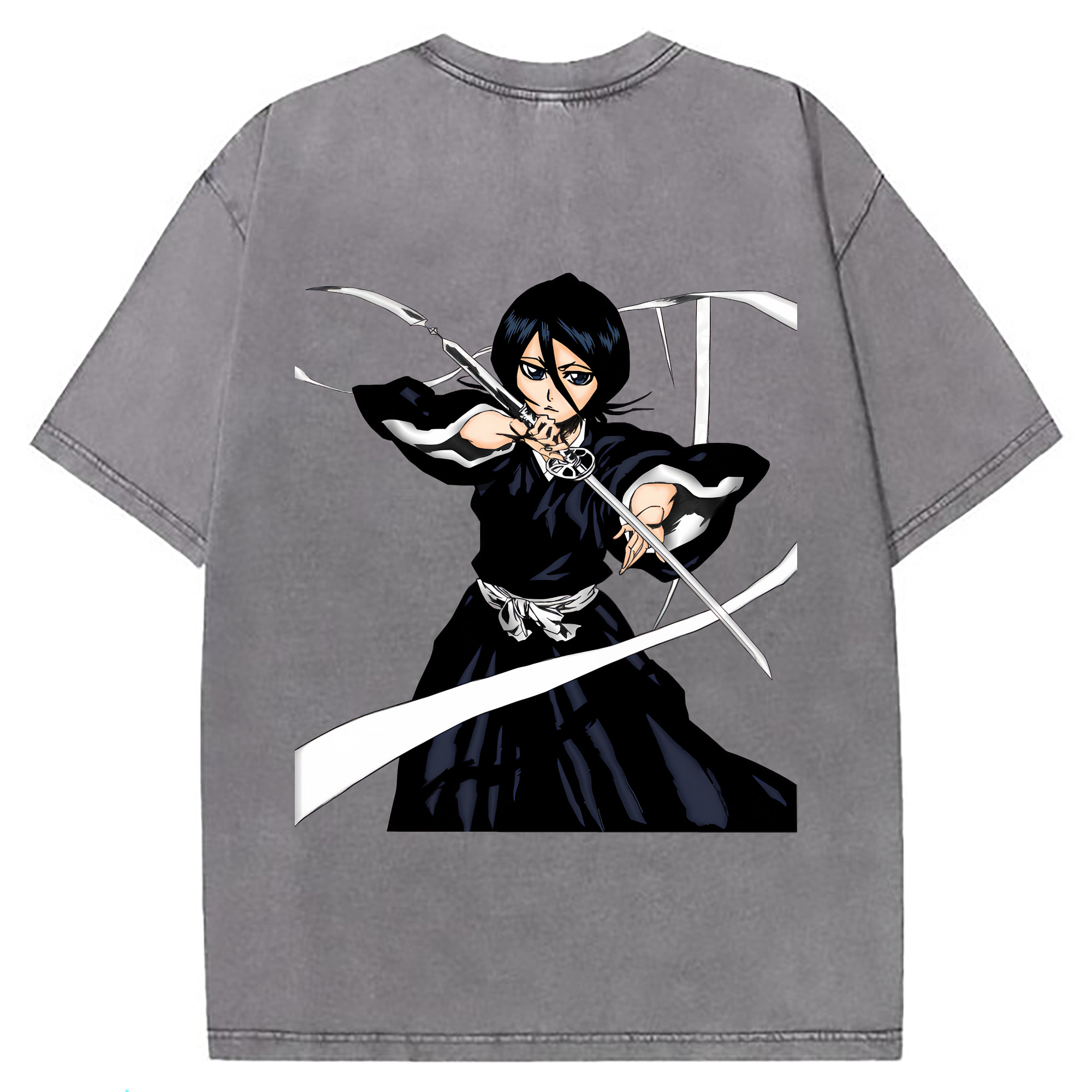 （画像用） ブリーチ 朽木ルキア BLEACH Kuchiki Rukia 綿100% ヴィンテージ風 半袖Tシャツ（背面プリント）