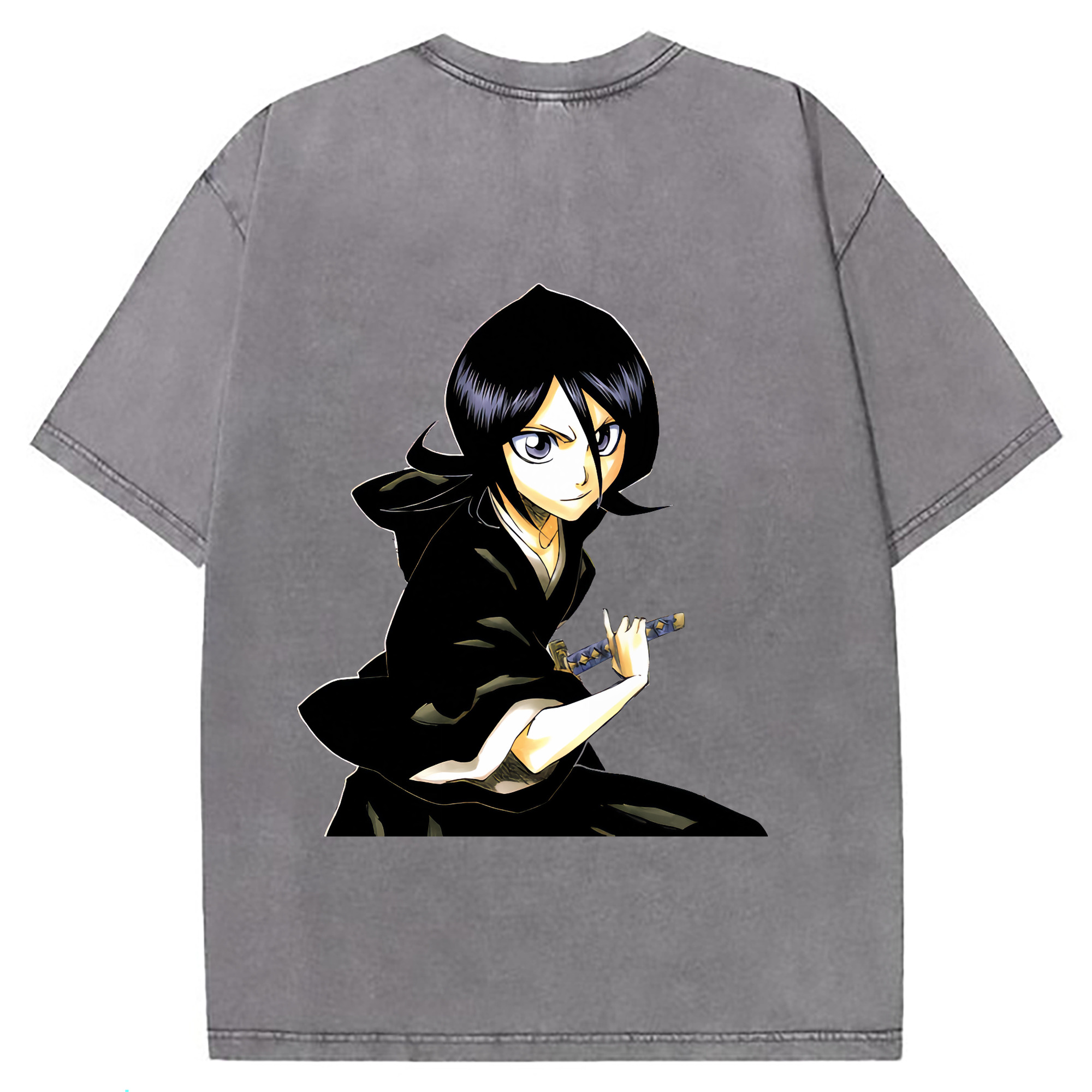 （画像用） ブリーチ 朽木ルキア BLEACH Kuchiki Rukia 綿100% ヴィンテージ風 半袖Tシャツ（背面プリント）