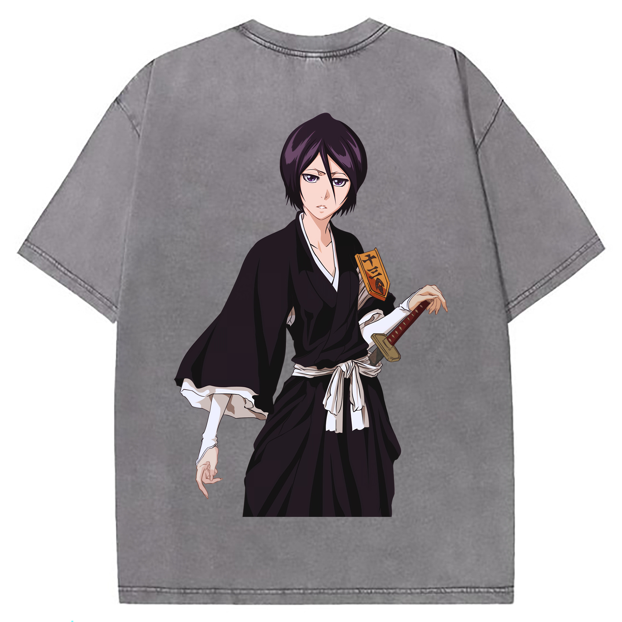 （画像用） ブリーチ 朽木ルキア BLEACH Kuchiki Rukia 綿100% ヴィンテージ風 半袖Tシャツ（背面プリント）