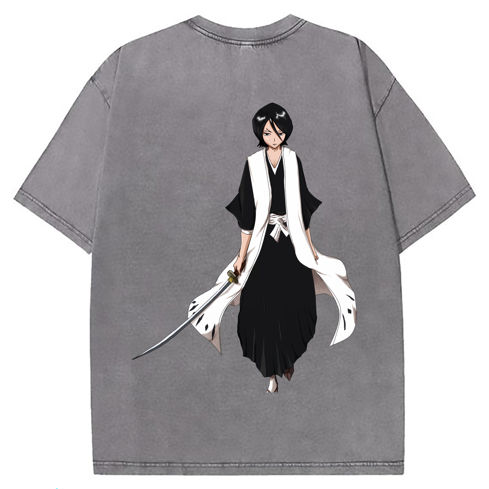 （画像用） ブリーチ 朽木ルキア BLEACH Kuchiki Rukia 綿100% ヴィンテージ風 半袖Tシャツ（背面プリント）