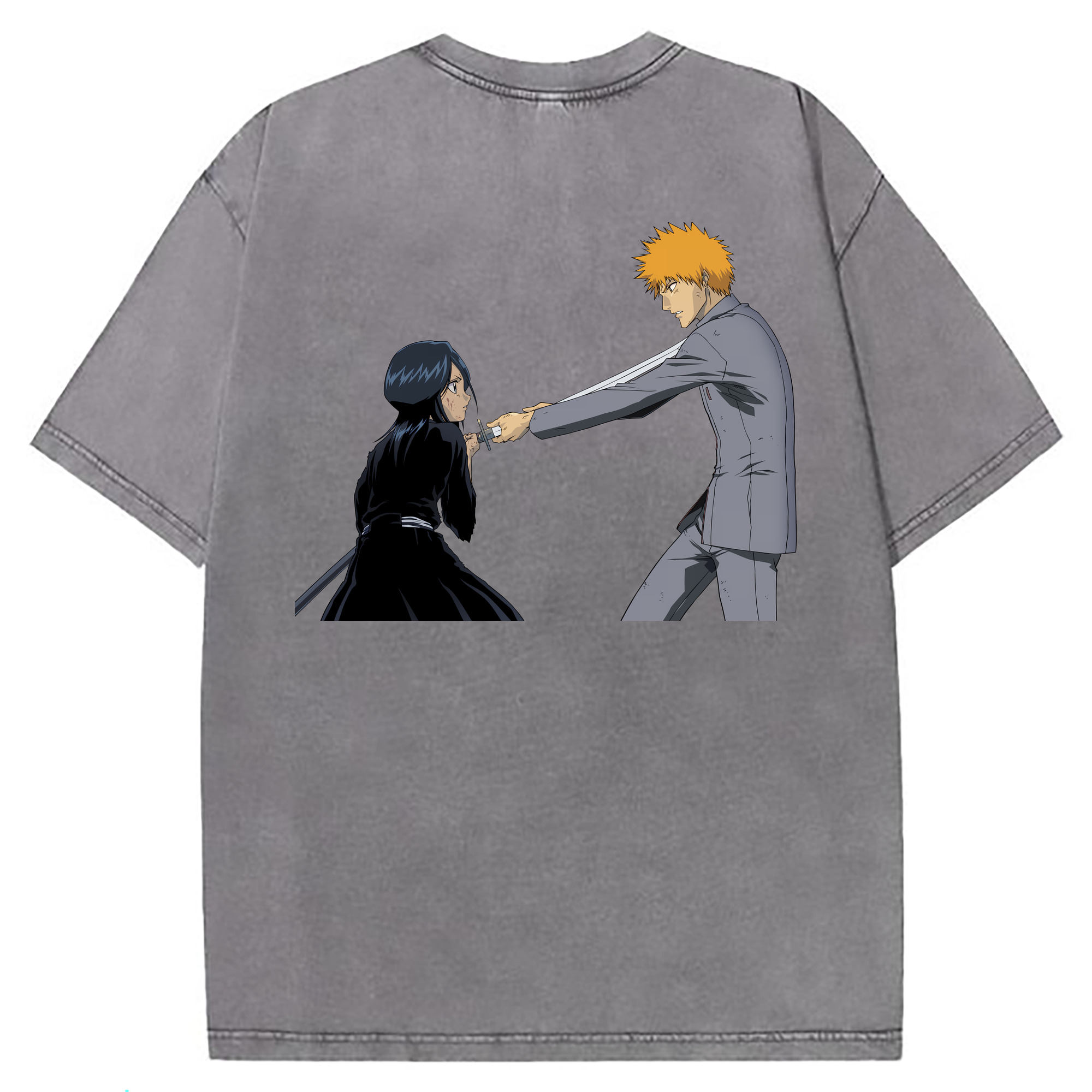（画像用） ブリーチ 朽木ルキア BLEACH Kuchiki Rukia 綿100% ヴィンテージ風 半袖Tシャツ（背面プリント）