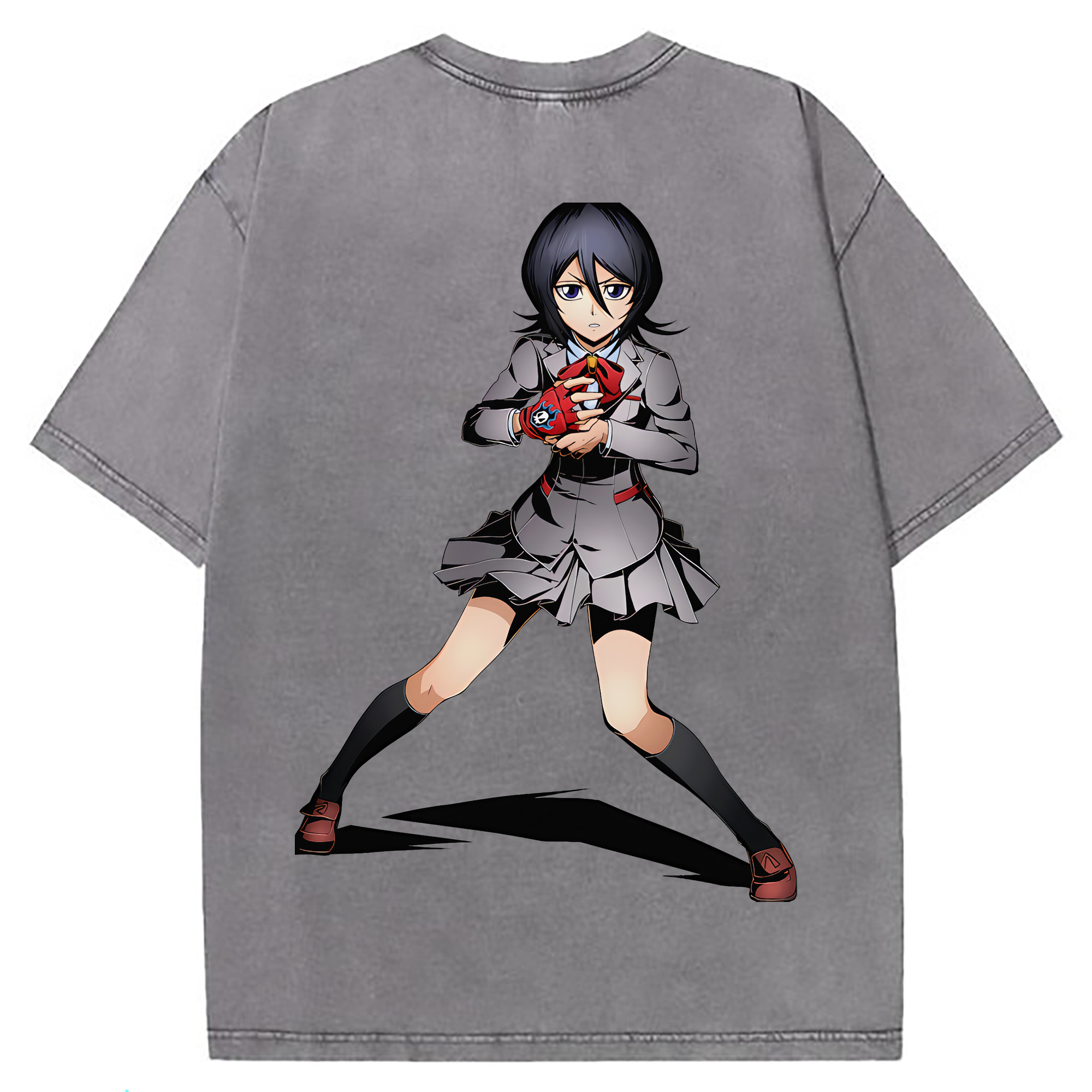 （画像用） ブリーチ 朽木ルキア BLEACH Kuchiki Rukia 綿100% ヴィンテージ風 半袖Tシャツ（背面プリント）