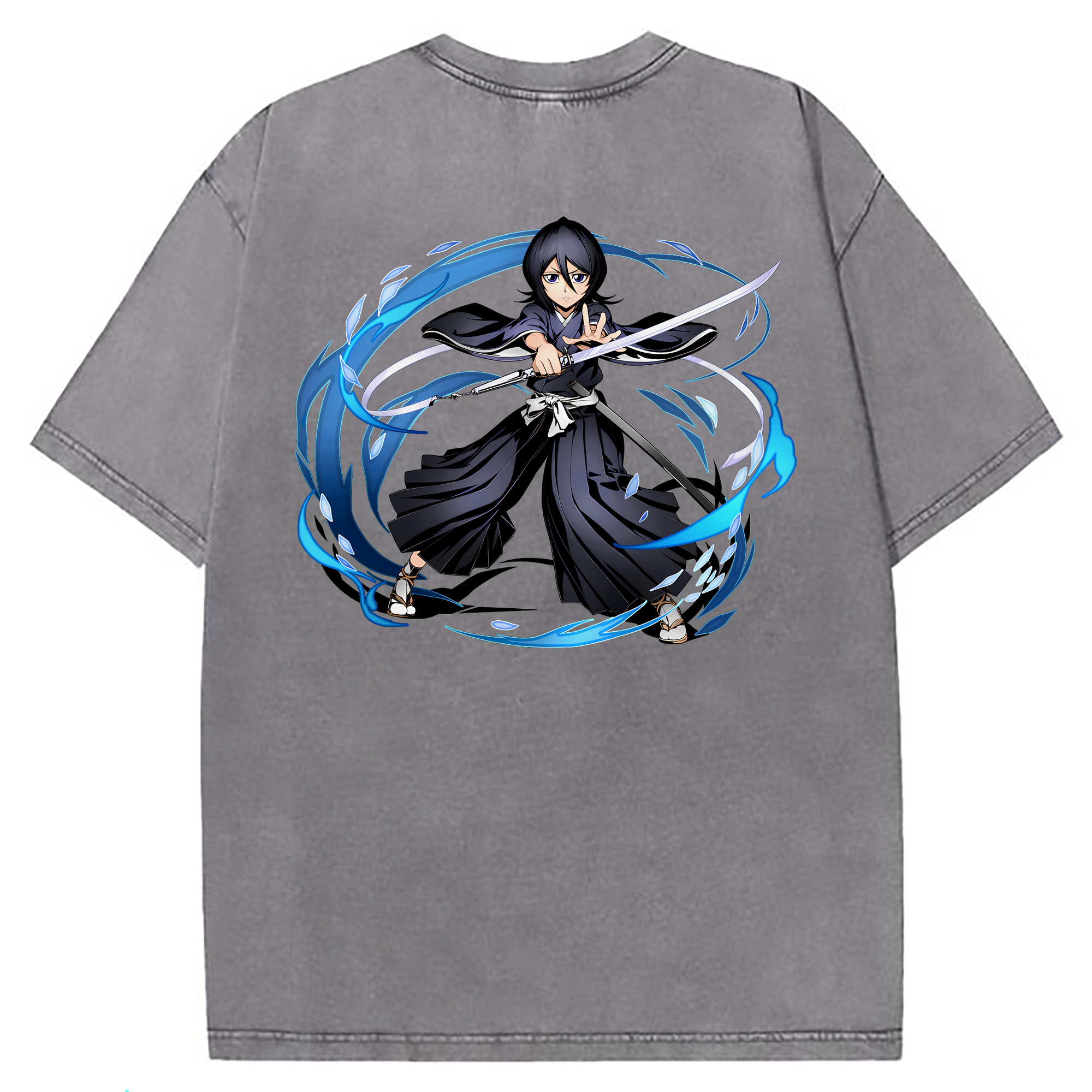 （画像用） ブリーチ 朽木ルキア BLEACH Kuchiki Rukia 綿100% ヴィンテージ風 半袖Tシャツ（背面プリント）