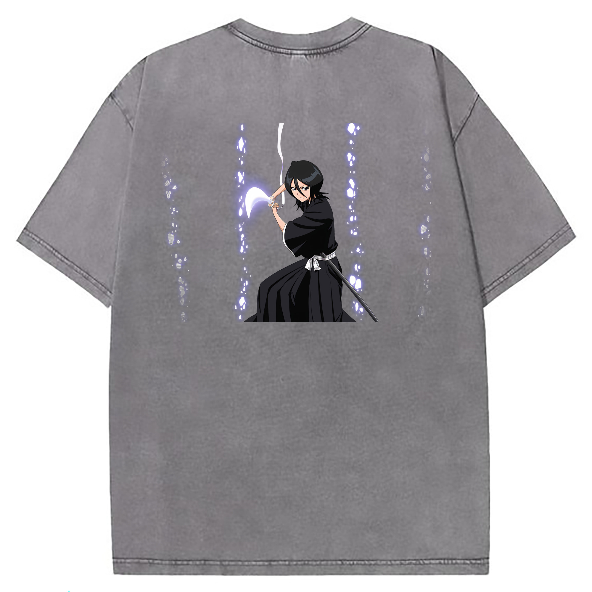 （画像用） ブリーチ 朽木ルキア BLEACH Kuchiki Rukia 綿100% ヴィンテージ風 半袖Tシャツ（背面プリント）