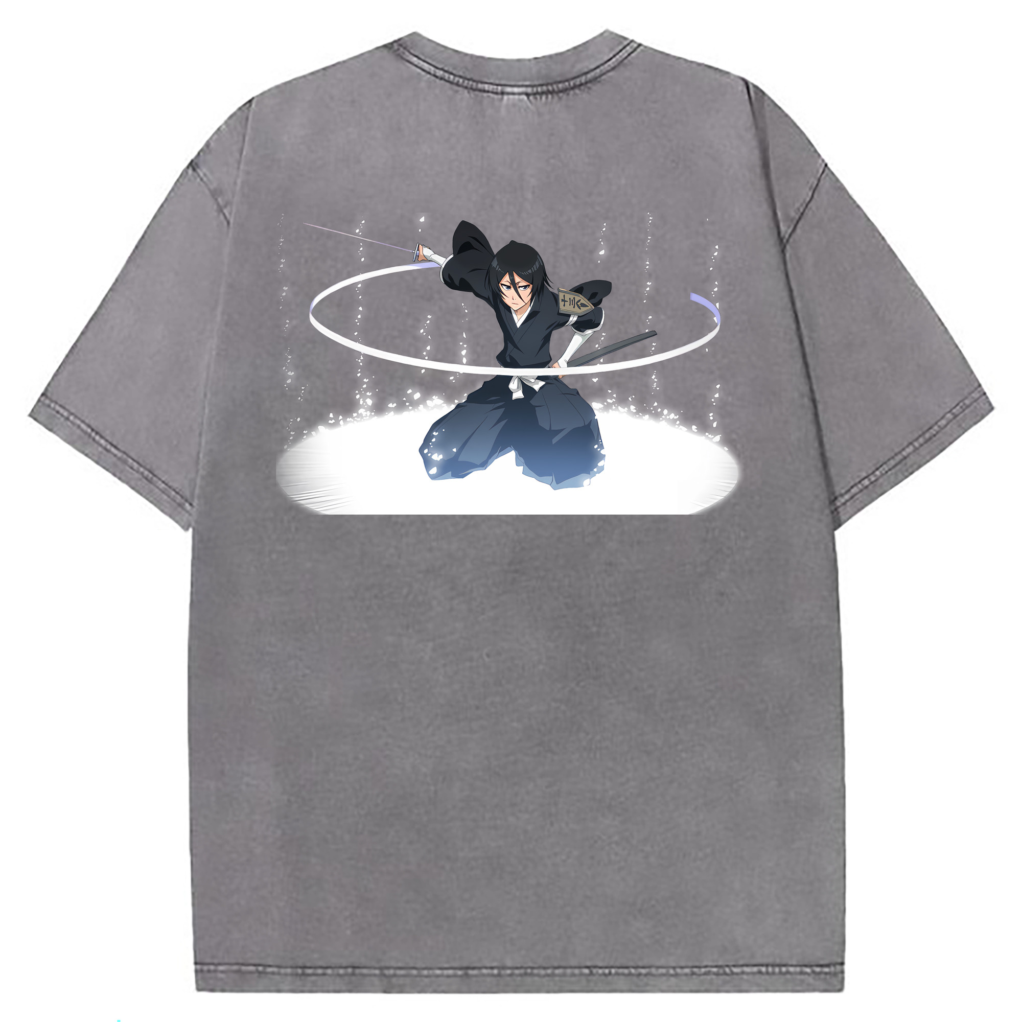 （画像用） ブリーチ 朽木ルキア BLEACH Kuchiki Rukia 綿100% ヴィンテージ風 半袖Tシャツ（背面プリント）
