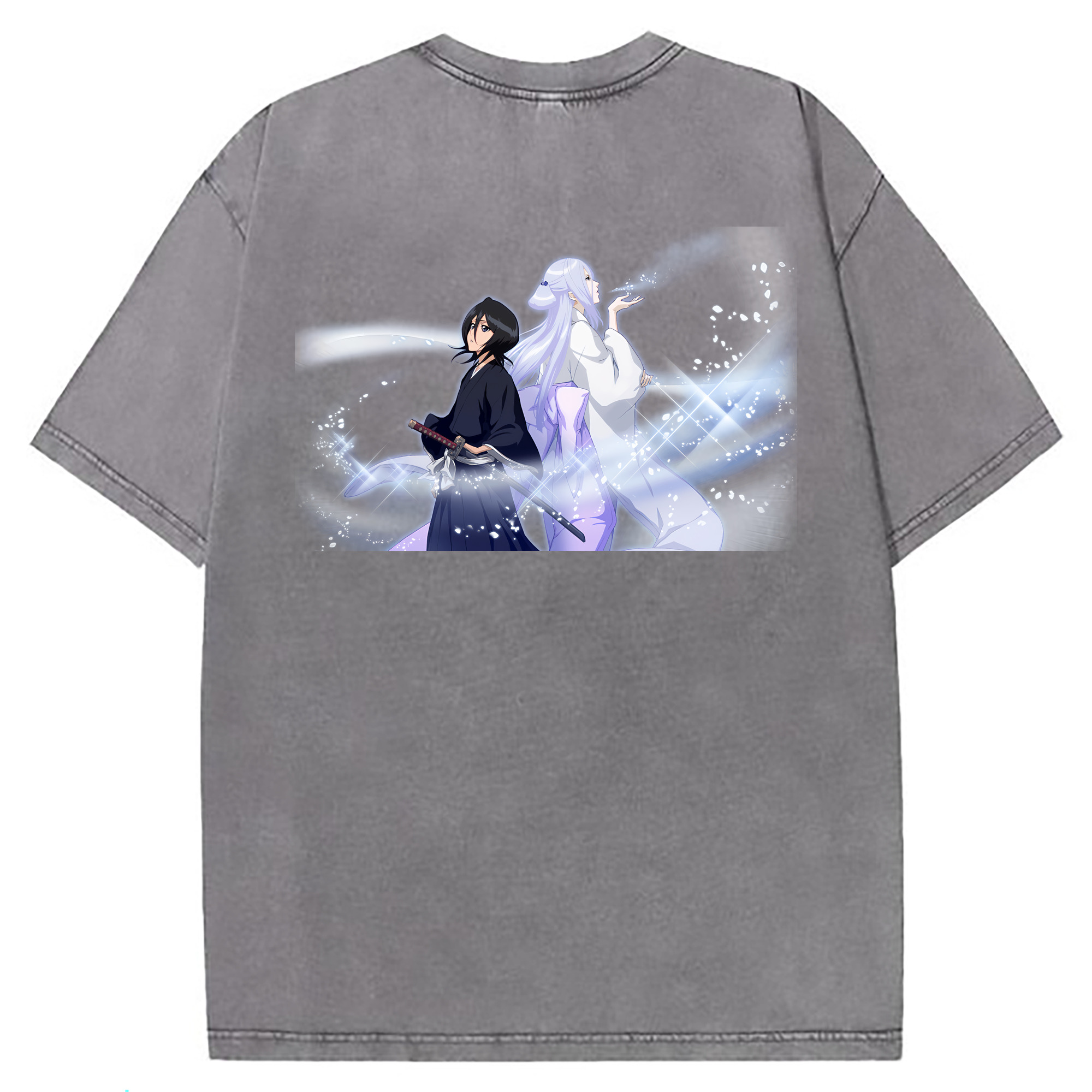 （画像用） ブリーチ 朽木ルキア BLEACH Kuchiki Rukia 綿100% ヴィンテージ風 半袖Tシャツ（背面プリント）
