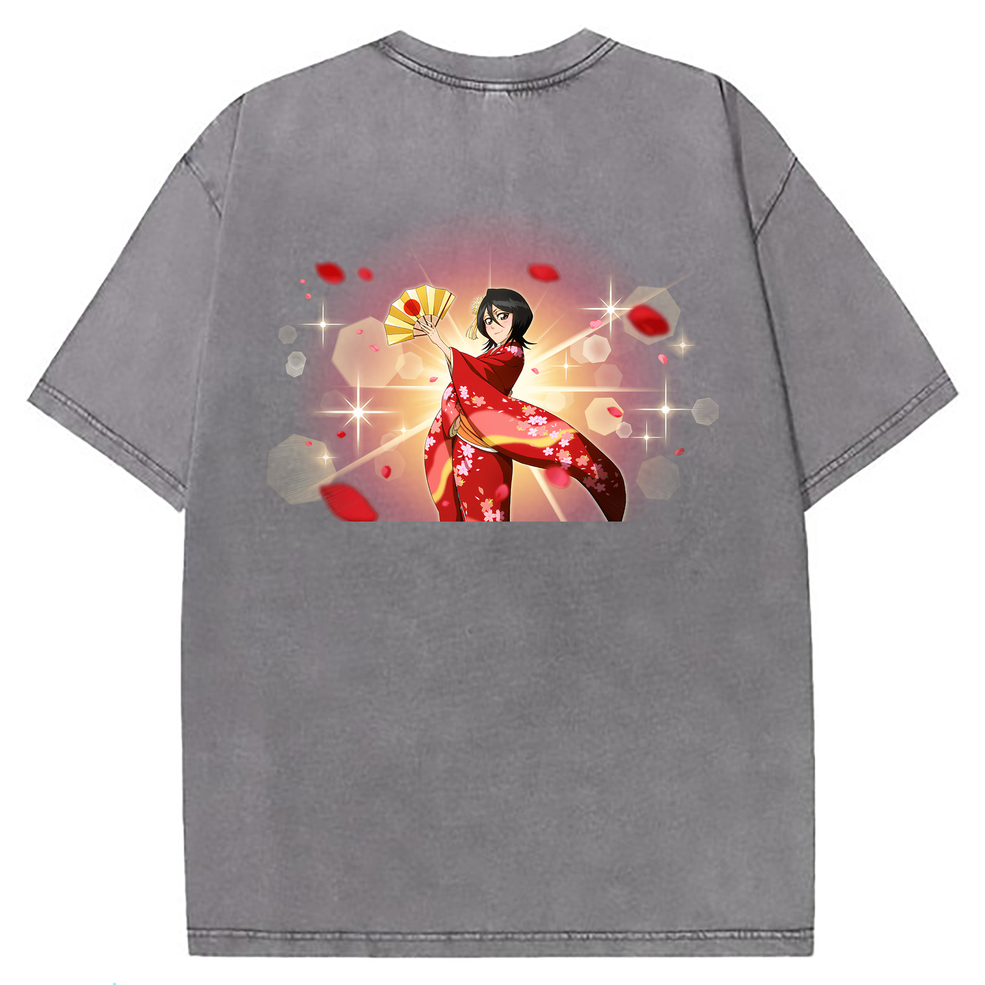 （画像用） ブリーチ 朽木ルキア BLEACH Kuchiki Rukia 綿100% ヴィンテージ風 半袖Tシャツ（背面プリント）
