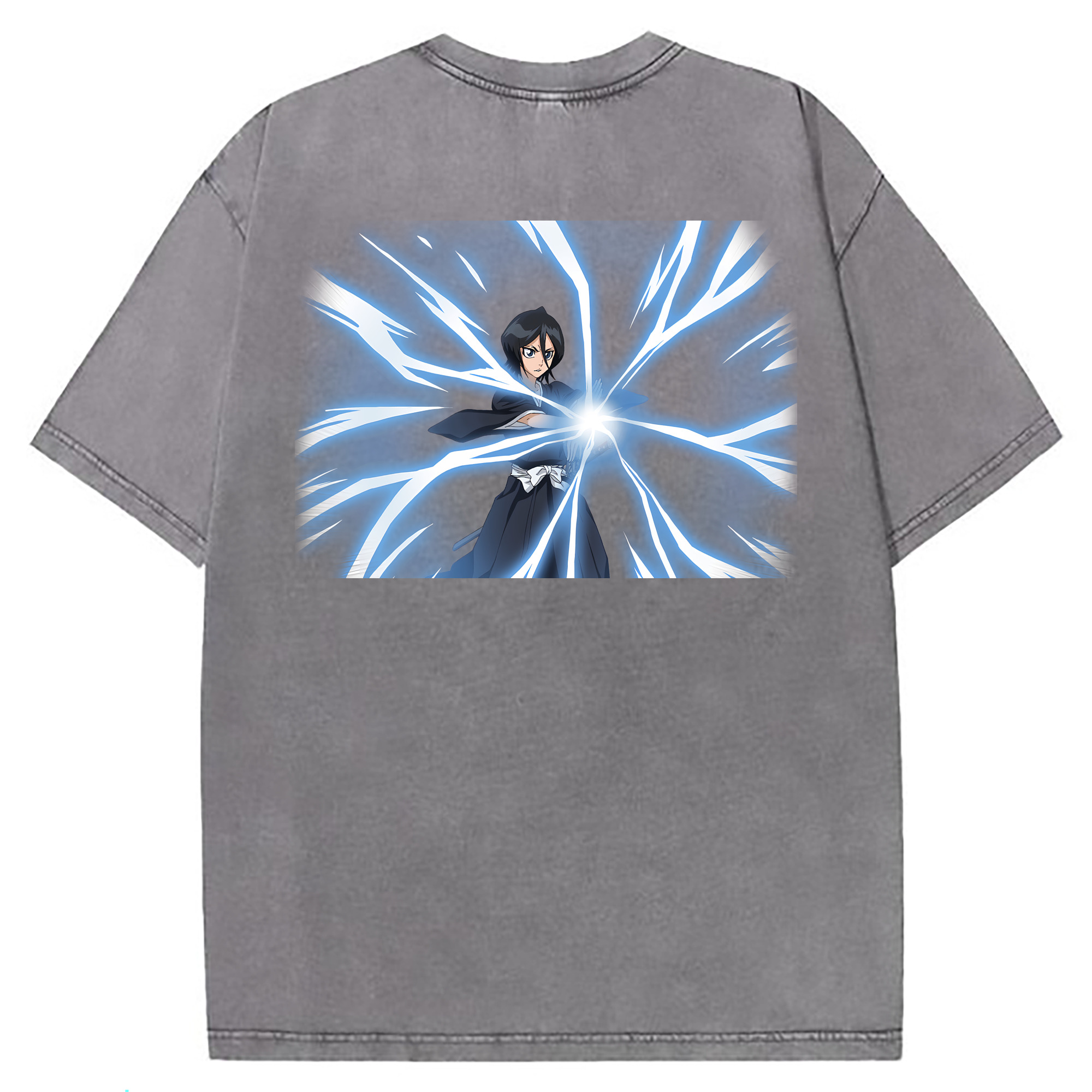 （画像用） ブリーチ 朽木ルキア BLEACH Kuchiki Rukia 綿100% ヴィンテージ風 半袖Tシャツ（背面プリント）