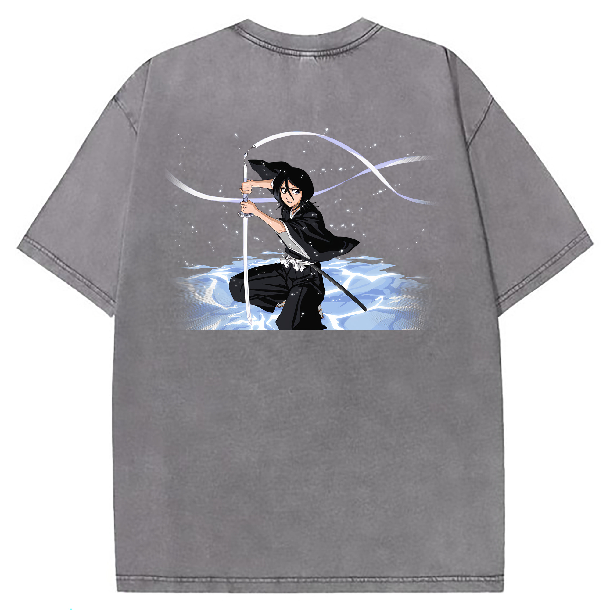 （画像用） ブリーチ 朽木ルキア BLEACH Kuchiki Rukia 綿100% ヴィンテージ風 半袖Tシャツ（背面プリント）
