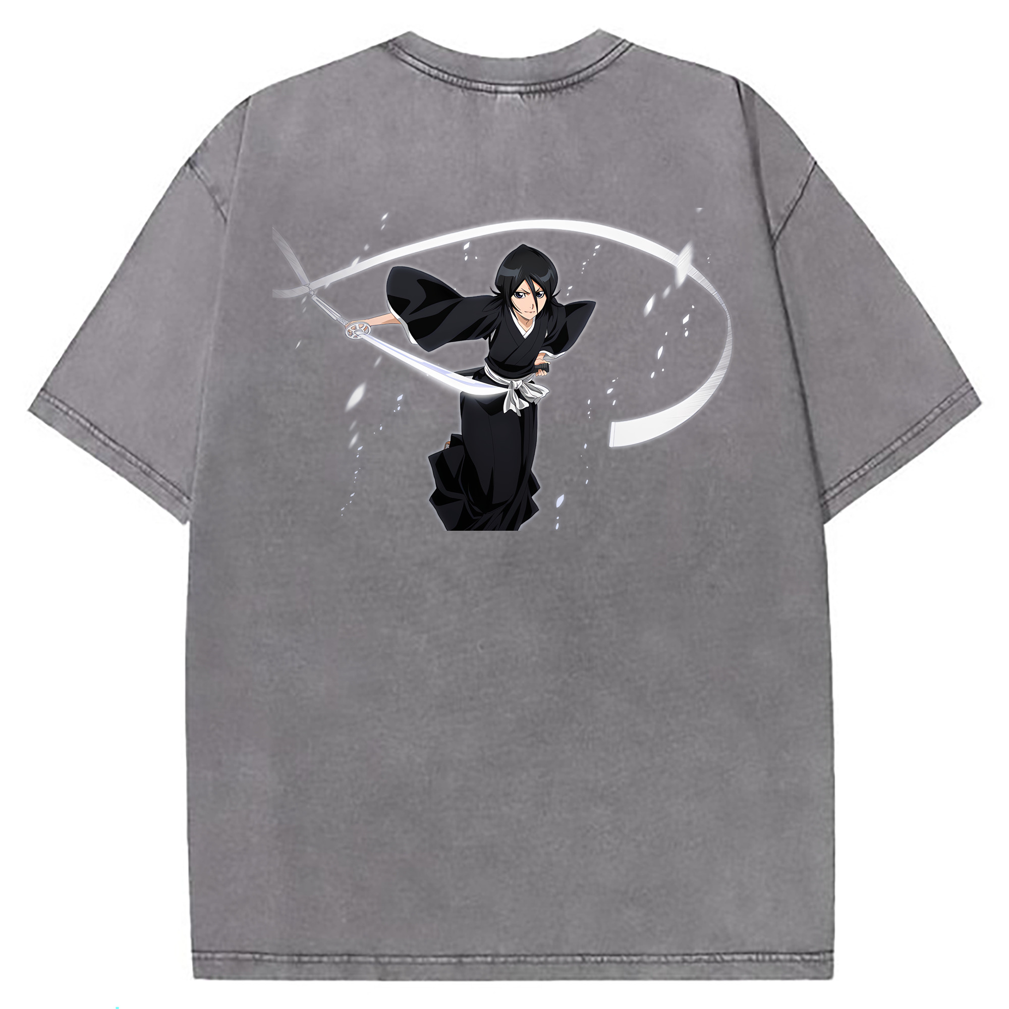 （画像用） ブリーチ 朽木ルキア BLEACH Kuchiki Rukia 綿100% ヴィンテージ風 半袖Tシャツ（背面プリント）