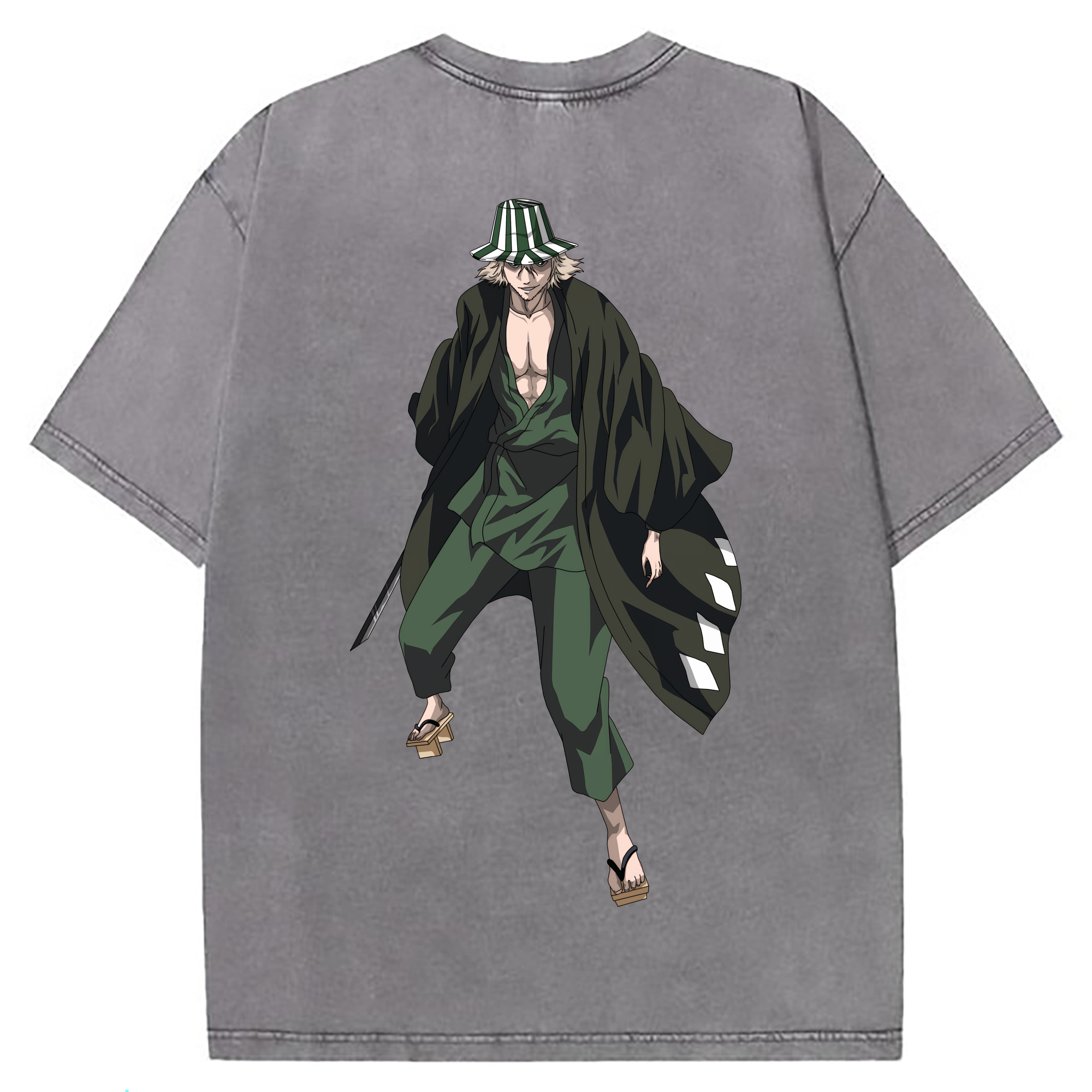 （画像用） "ブリーチ 浦原 喜助（うらはら きすけ） BLEACH Urahara Kisuke " 綿100% ヴィンテージ風 半袖Tシャツ（背面プリント）