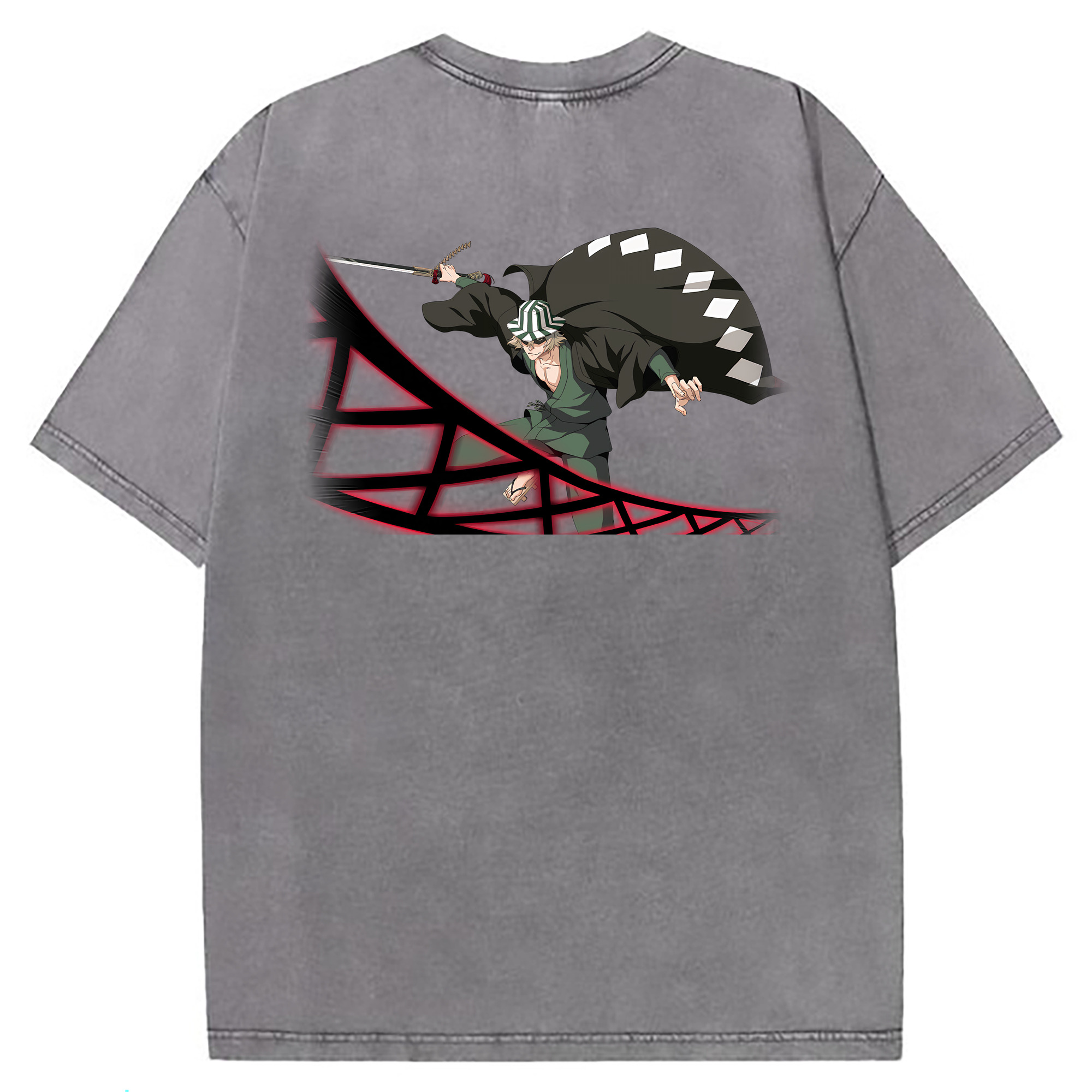 （画像用） "ブリーチ 浦原 喜助（うらはら きすけ） BLEACH Urahara Kisuke " 綿100% ヴィンテージ風 半袖Tシャツ（背面プリント）