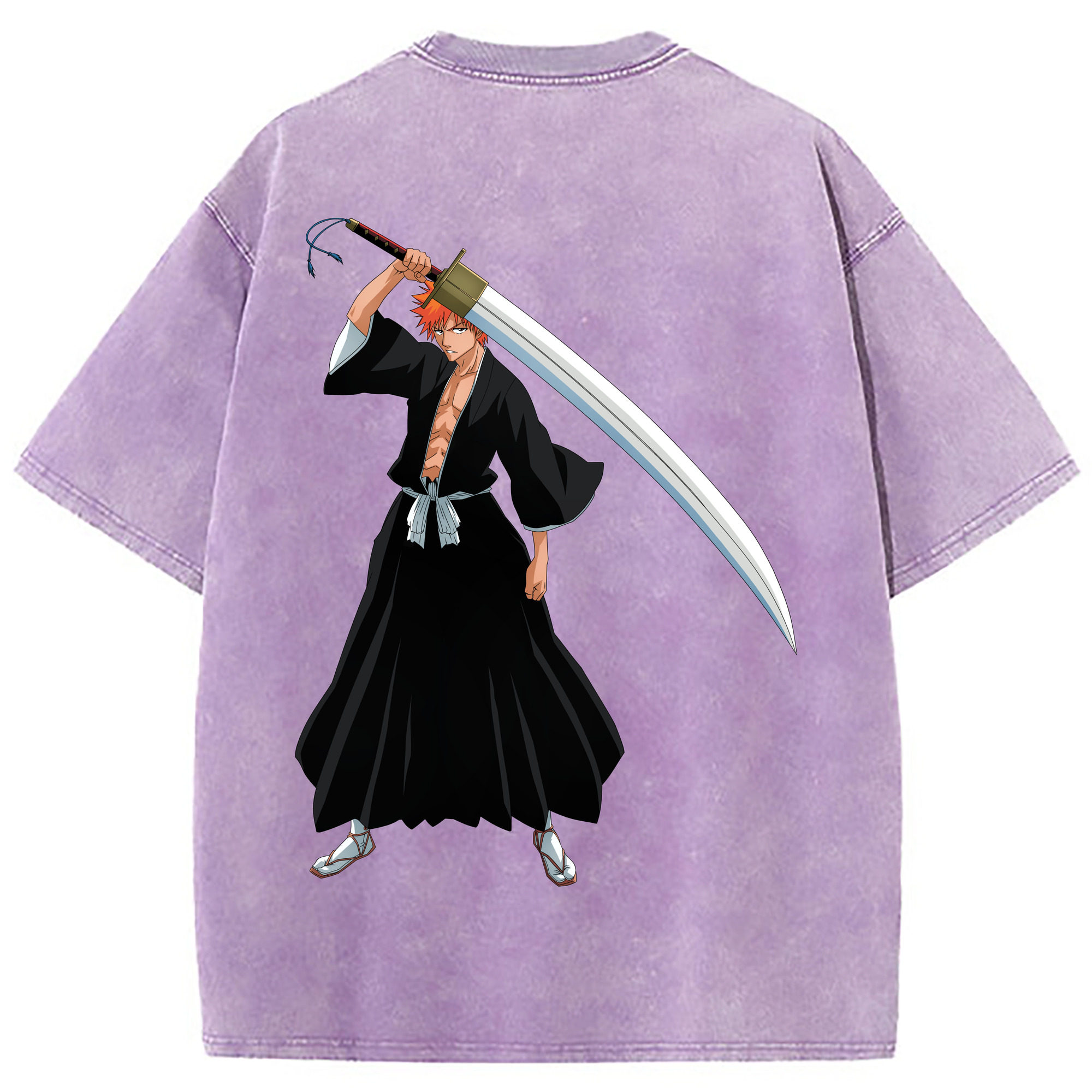 （画像用） ブリーチ 黒崎一護（くろさき いちご）BLEACH Kurosaki Ichigo 綿100% ヴィンテージ風 半袖Tシャツ（背面プリント）