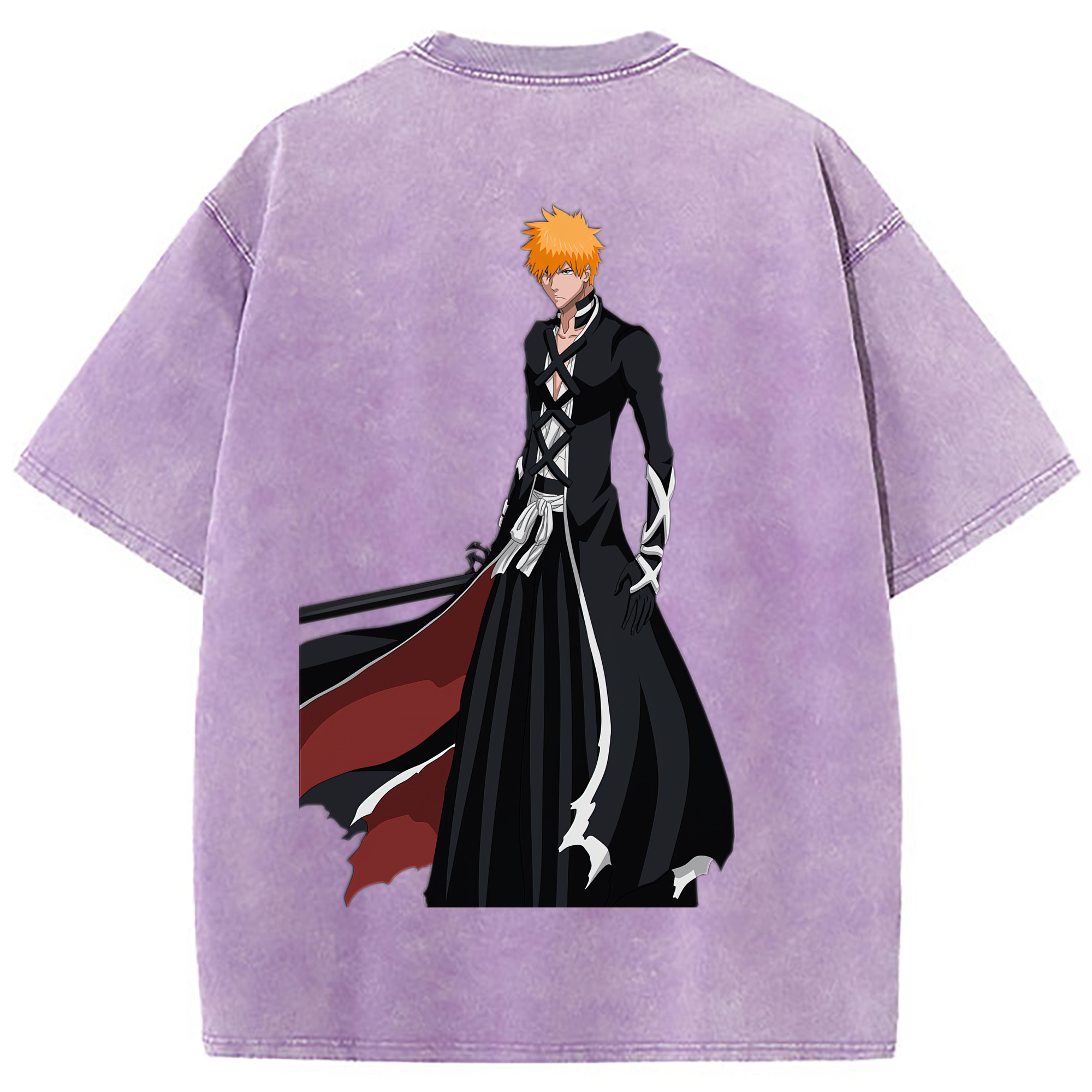 （画像用） ブリーチ 黒崎一護（くろさき いちご）BLEACH Kurosaki Ichigo 綿100% ヴィンテージ風 半袖Tシャツ（背面プリント）