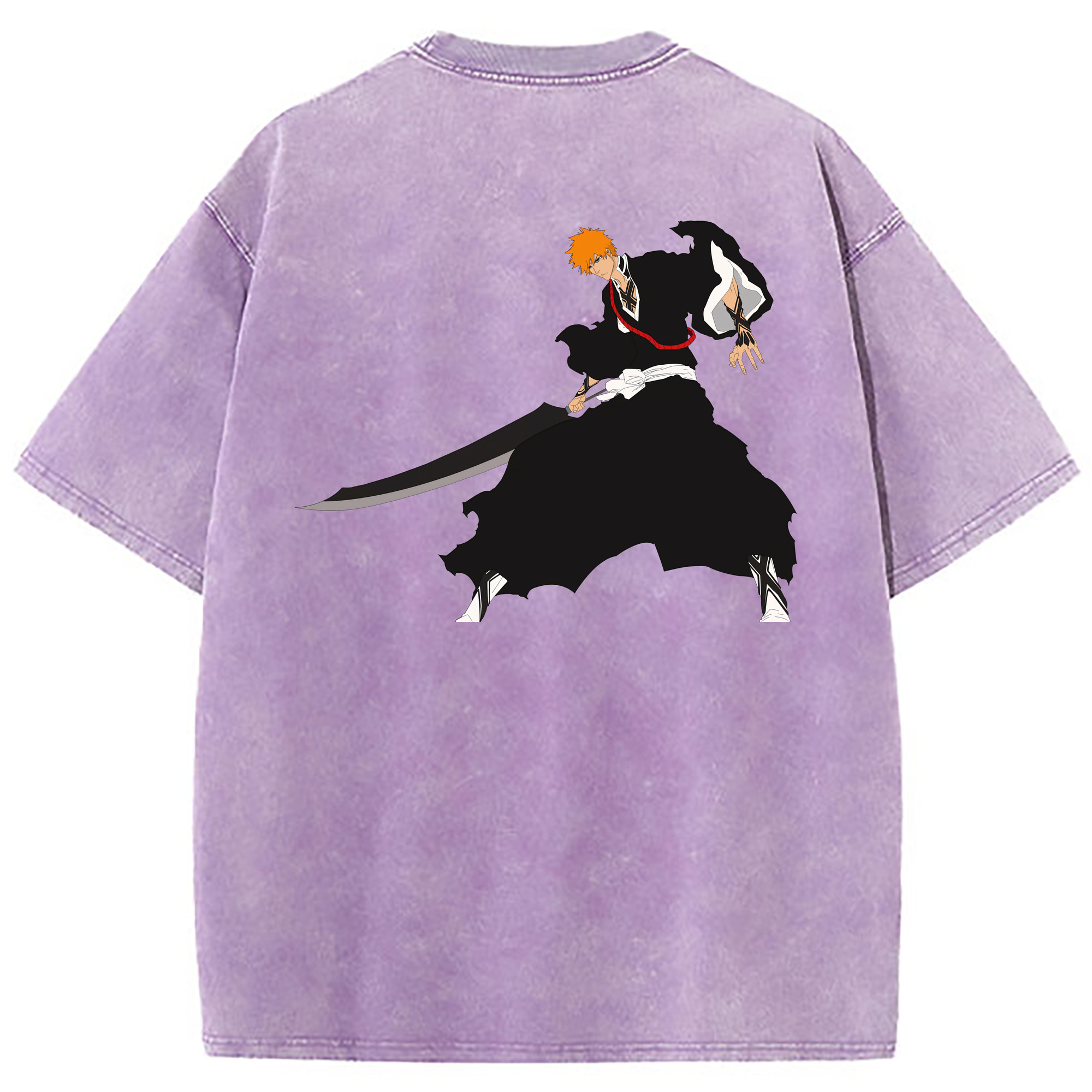 （画像用） ブリーチ 黒崎一護（くろさき いちご）BLEACH Kurosaki Ichigo 綿100% ヴィンテージ風 半袖Tシャツ（背面プリント）