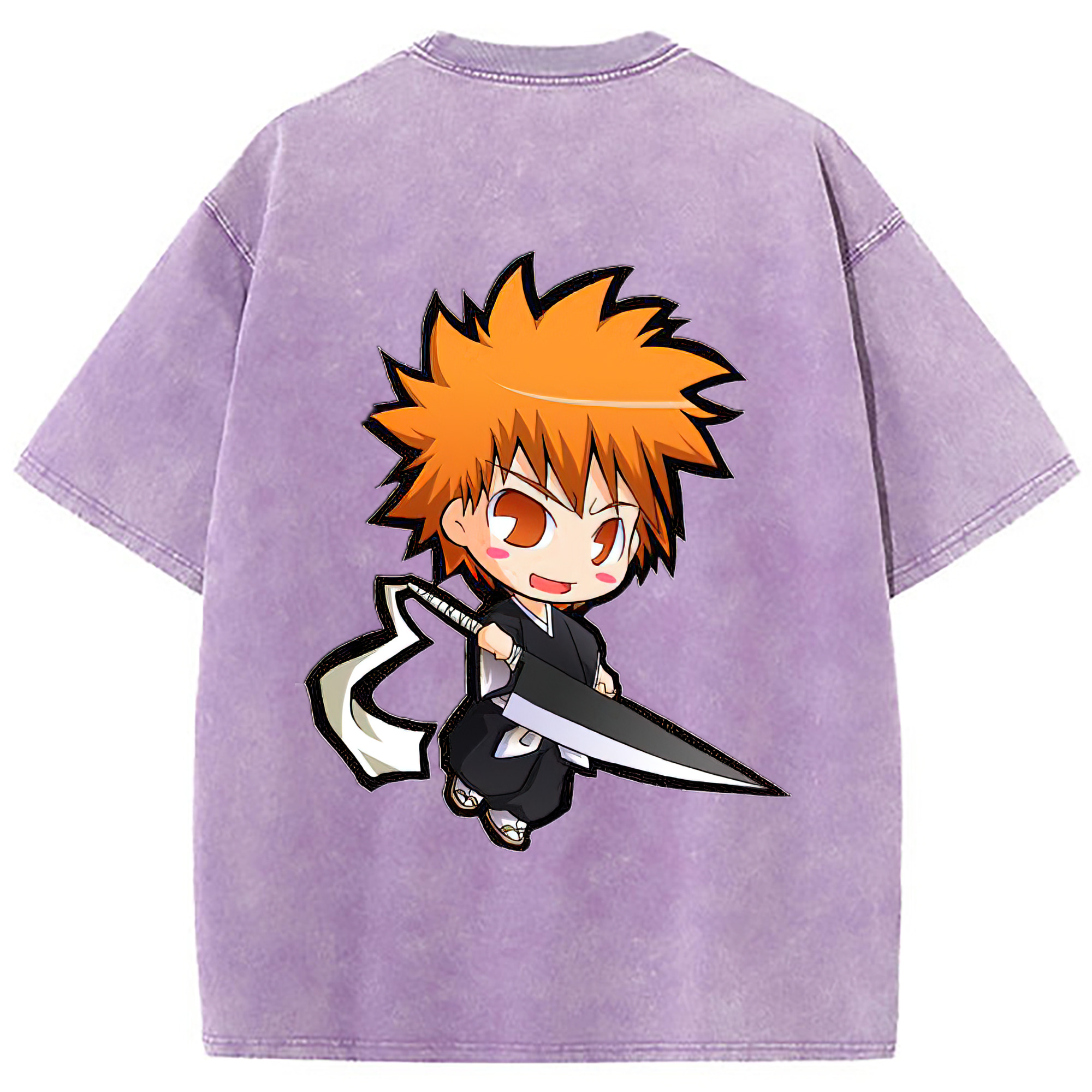（画像用） ブリーチ 黒崎一護（くろさき いちご）BLEACH Kurosaki Ichigo 綿100% ヴィンテージ風 半袖Tシャツ（背面プリント）