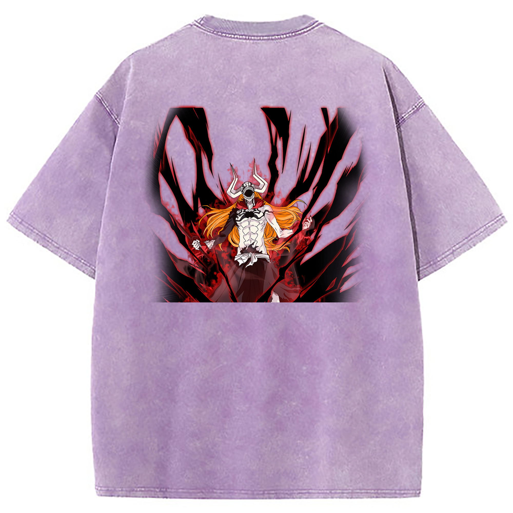 （画像用） ブリーチ 黒崎一護（くろさき いちご）BLEACH Kurosaki Ichigo 綿100% ヴィンテージ風 半袖Tシャツ（背面プリント）