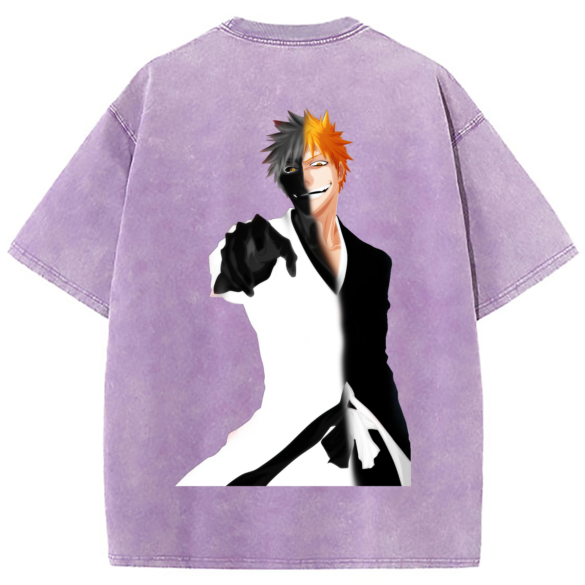 （画像用） ブリーチ 黒崎一護（くろさき いちご）BLEACH Kurosaki Ichigo 綿100% ヴィンテージ風 半袖Tシャツ（背面プリント）