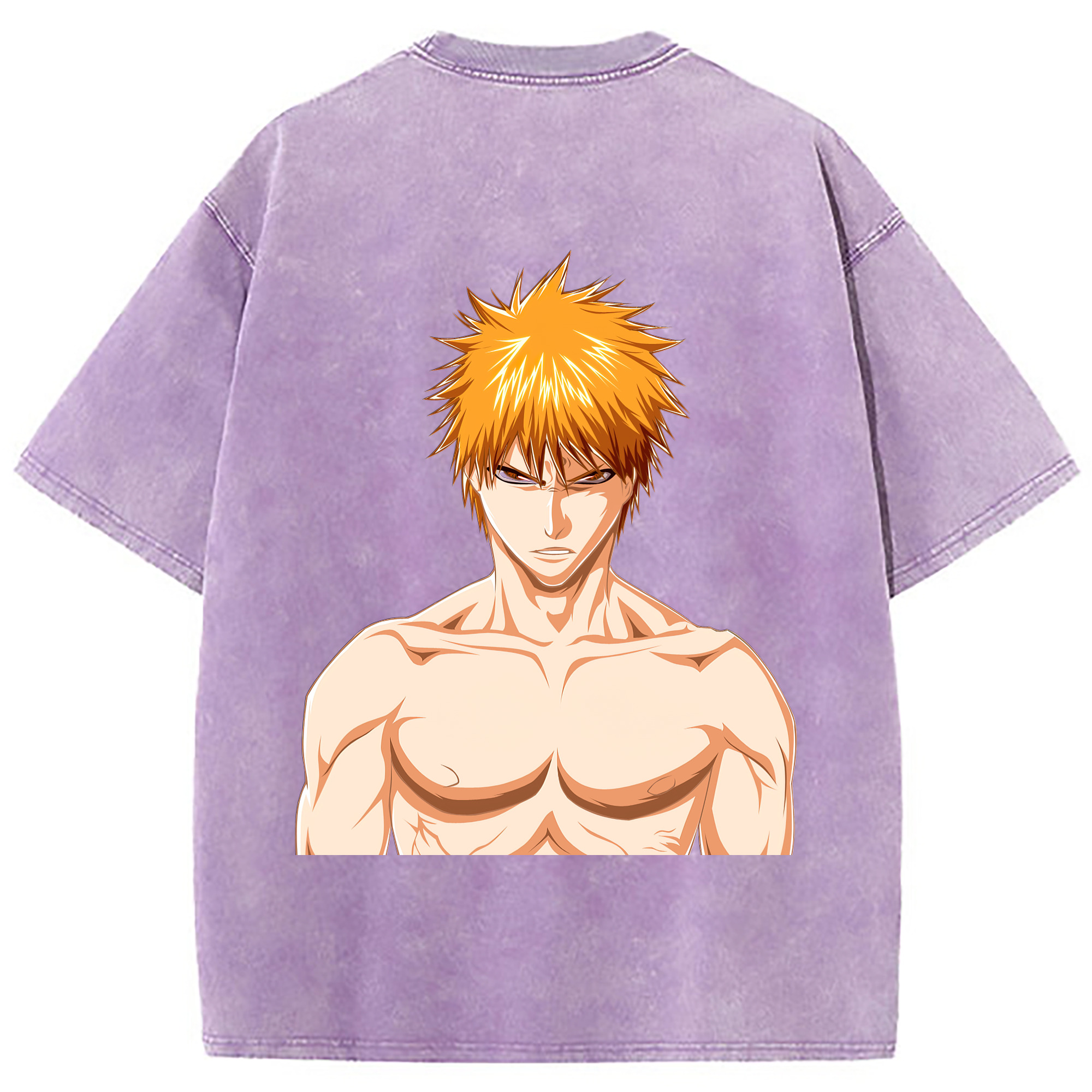（画像用） ブリーチ 黒崎一護（くろさき いちご）BLEACH Kurosaki Ichigo 綿100% ヴィンテージ風 半袖Tシャツ（背面プリント）