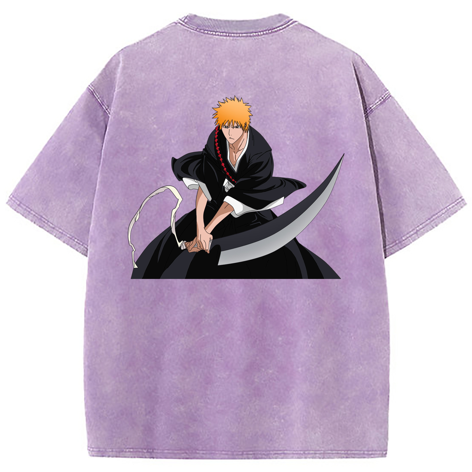 （画像用） ブリーチ 黒崎一護（くろさき いちご）BLEACH Kurosaki Ichigo 綿100% ヴィンテージ風 半袖Tシャツ（背面プリント）