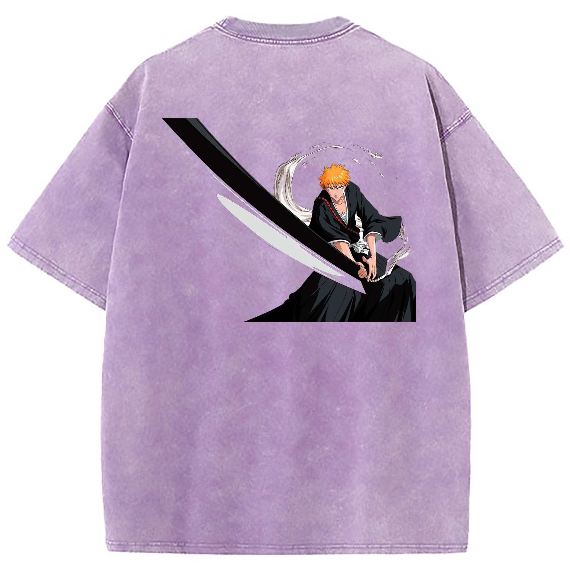 （画像用） ブリーチ 黒崎一護（くろさき いちご）BLEACH Kurosaki Ichigo 綿100% ヴィンテージ風 半袖Tシャツ（背面プリント）