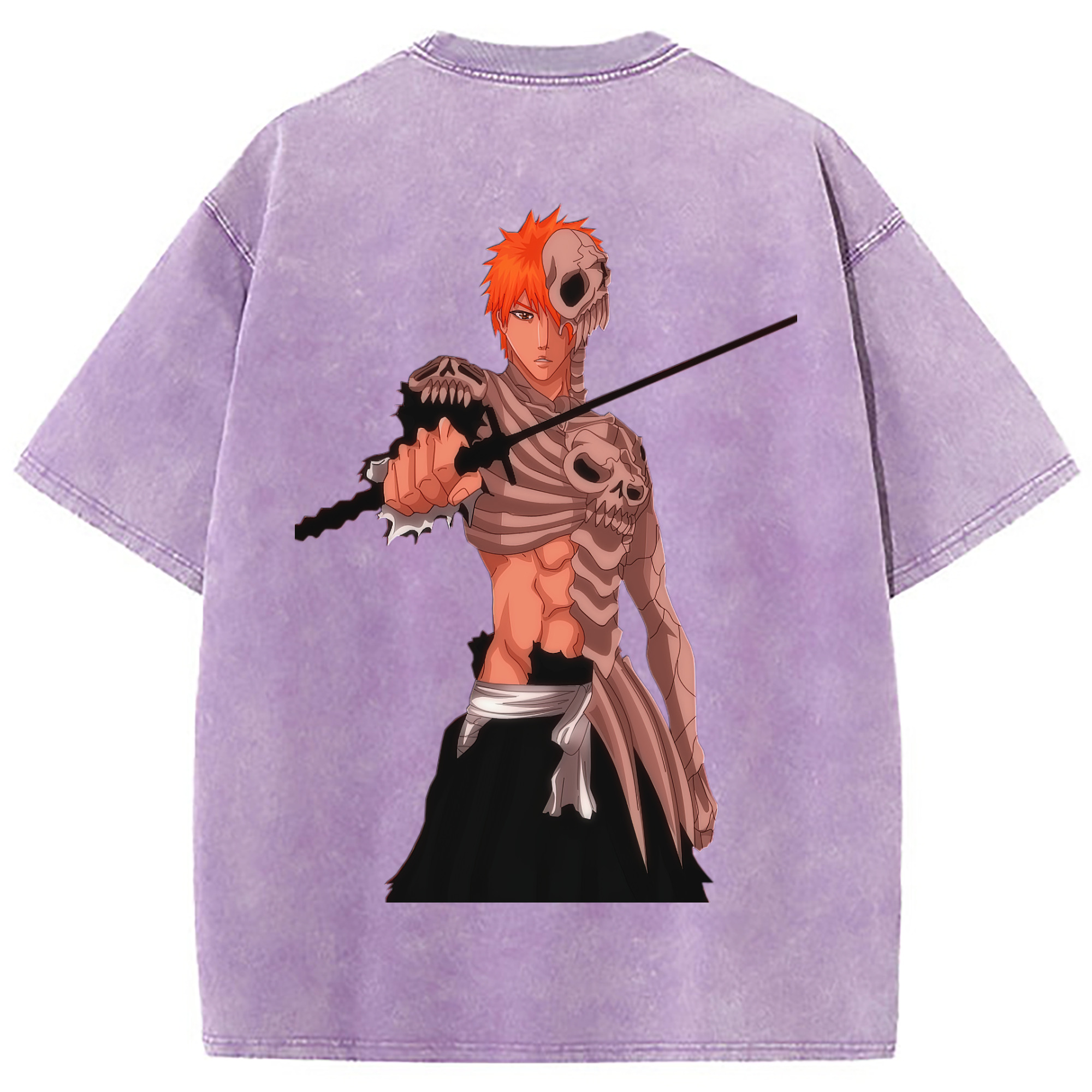 （画像用） ブリーチ 黒崎一護（くろさき いちご）BLEACH Kurosaki Ichigo 綿100% ヴィンテージ風 半袖Tシャツ（背面プリント）