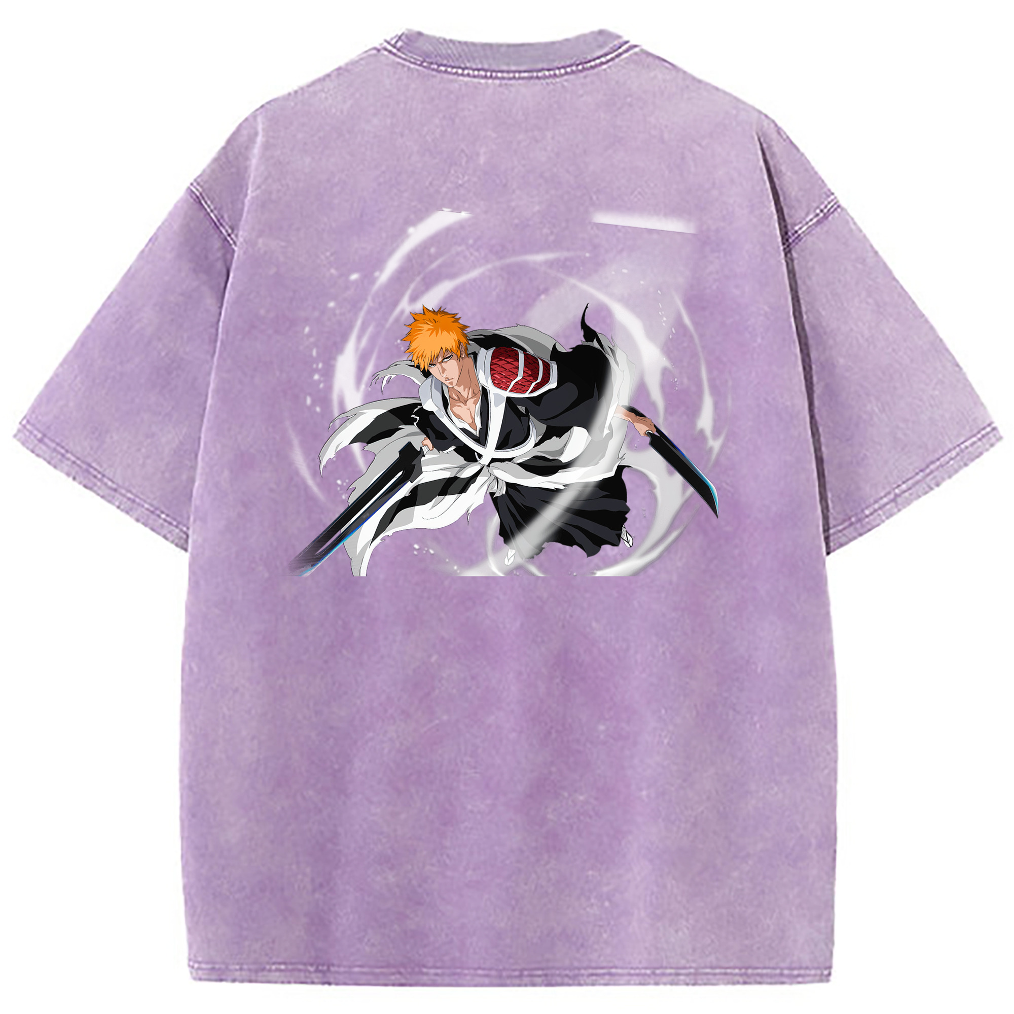 （画像用） ブリーチ 黒崎一護（くろさき いちご）BLEACH Kurosaki Ichigo 綿100% ヴィンテージ風 半袖Tシャツ（背面プリント）