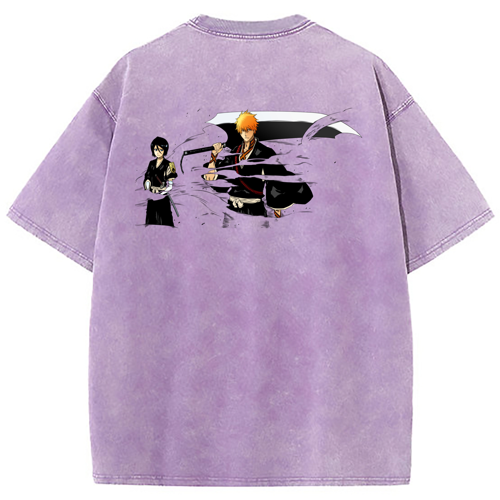 （画像用） ブリーチ 黒崎一護（くろさき いちご）BLEACH Kurosaki Ichigo 綿100% ヴィンテージ風 半袖Tシャツ（背面プリント）