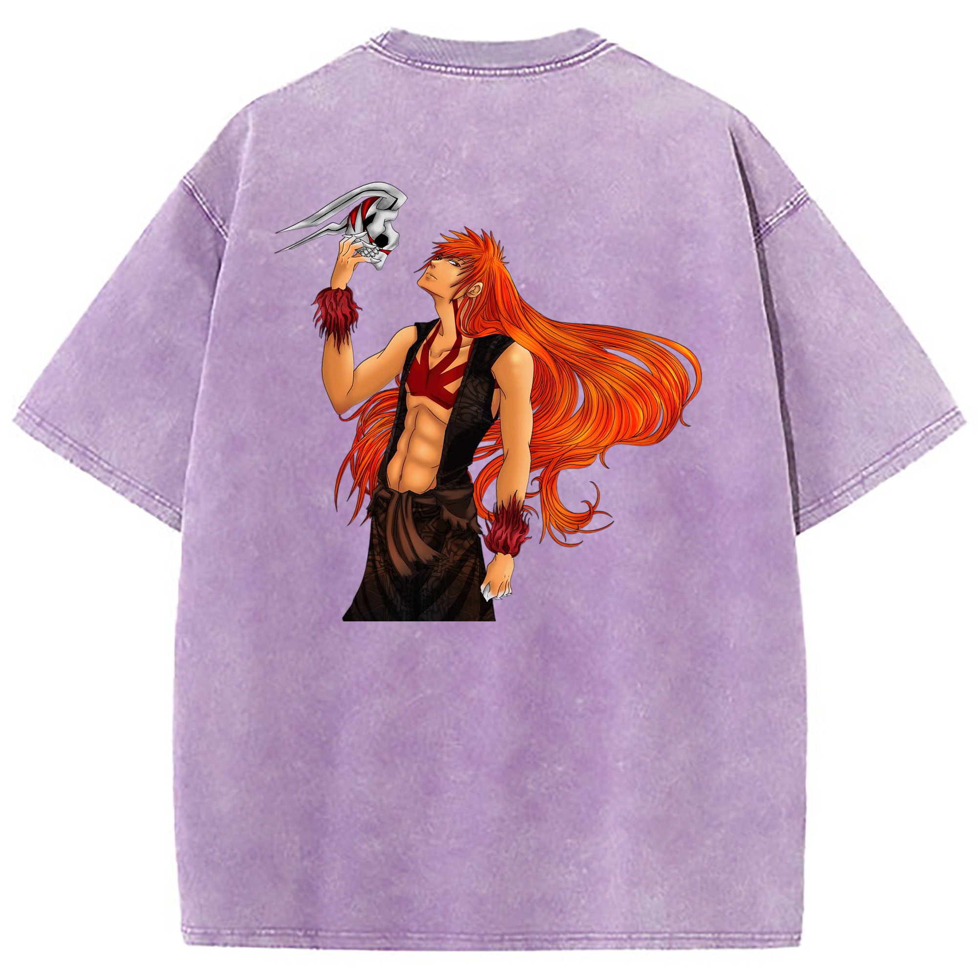 （画像用） ブリーチ 黒崎一護（くろさき いちご）BLEACH Kurosaki Ichigo 綿100% ヴィンテージ風 半袖Tシャツ（背面プリント）