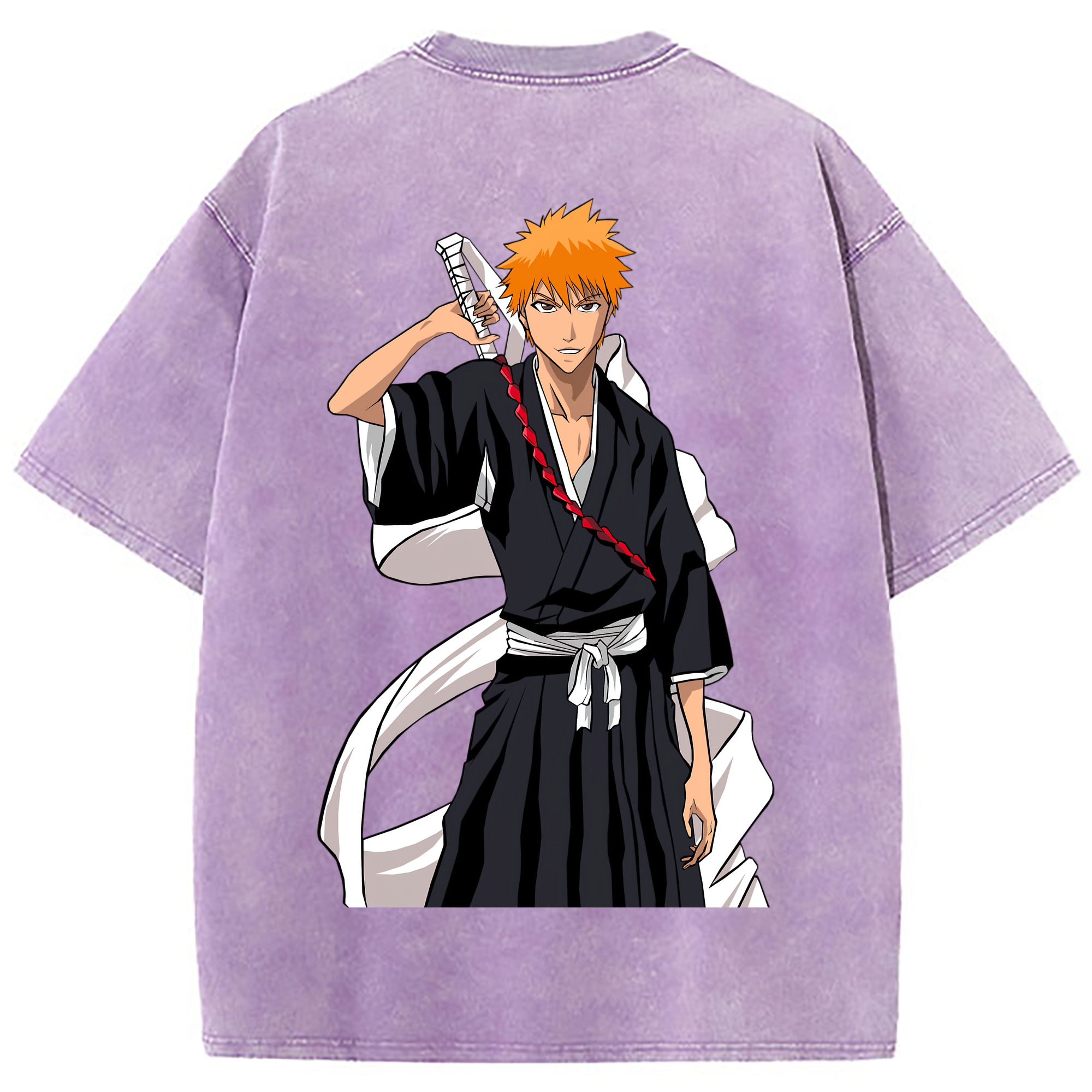 （画像用） ブリーチ 黒崎一護（くろさき いちご）BLEACH Kurosaki Ichigo 綿100% ヴィンテージ風 半袖Tシャツ（背面プリント）