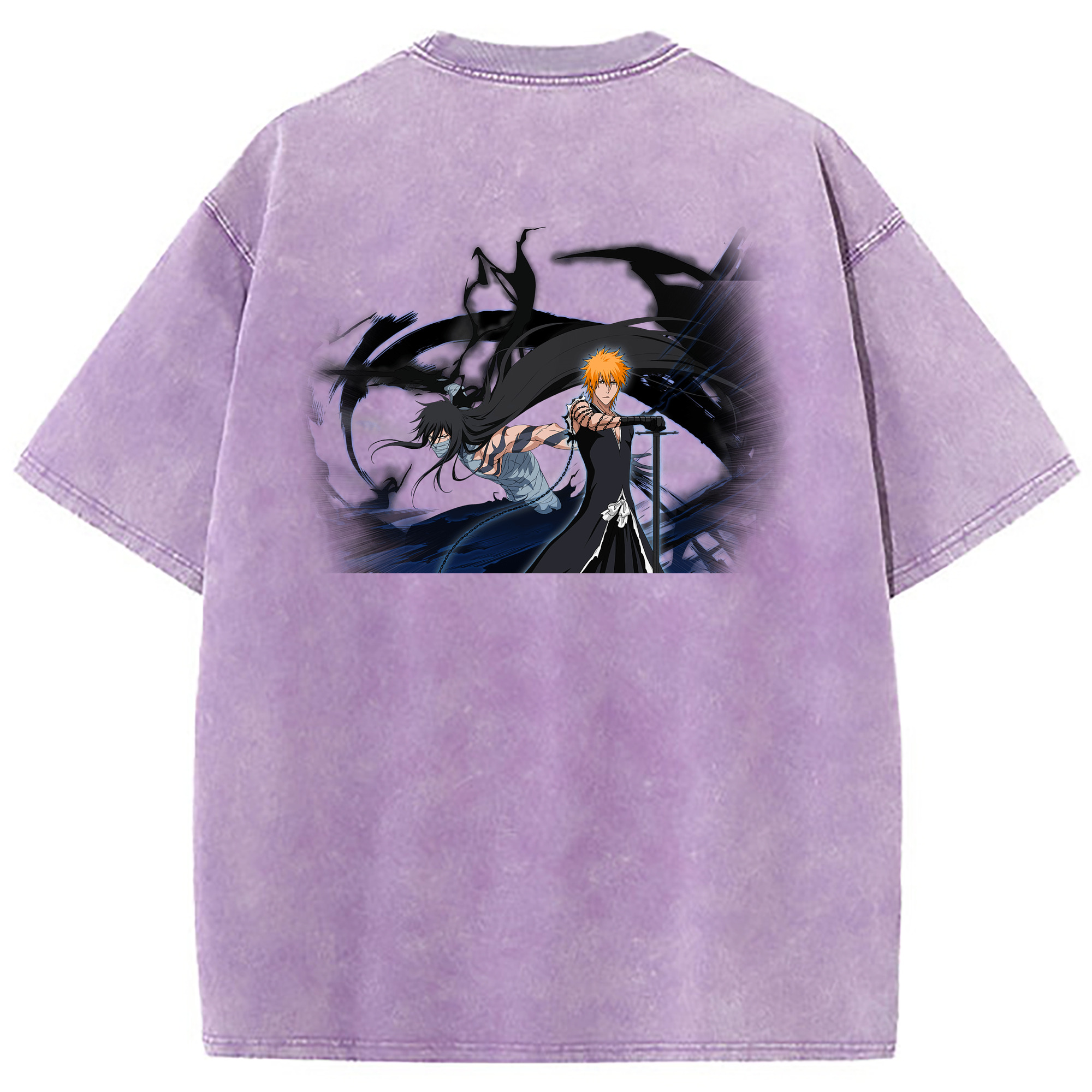 （画像用） ブリーチ 黒崎一護（くろさき いちご）BLEACH Kurosaki Ichigo 綿100% ヴィンテージ風 半袖Tシャツ（背面プリント）