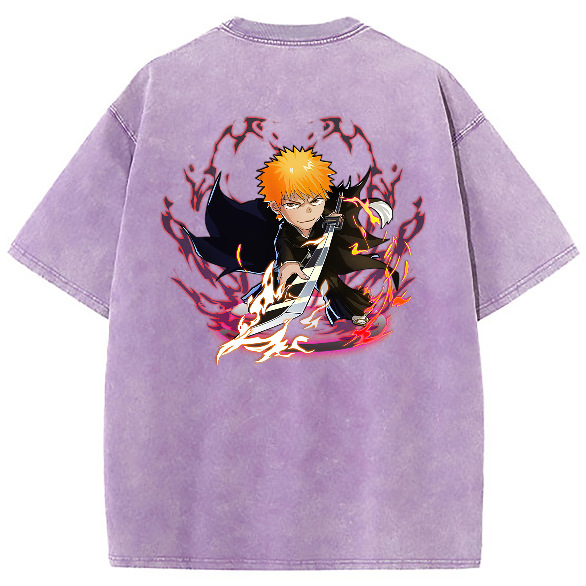 （画像用） ブリーチ 黒崎一護（くろさき いちご）BLEACH Kurosaki Ichigo 綿100% ヴィンテージ風 半袖Tシャツ（背面プリント）