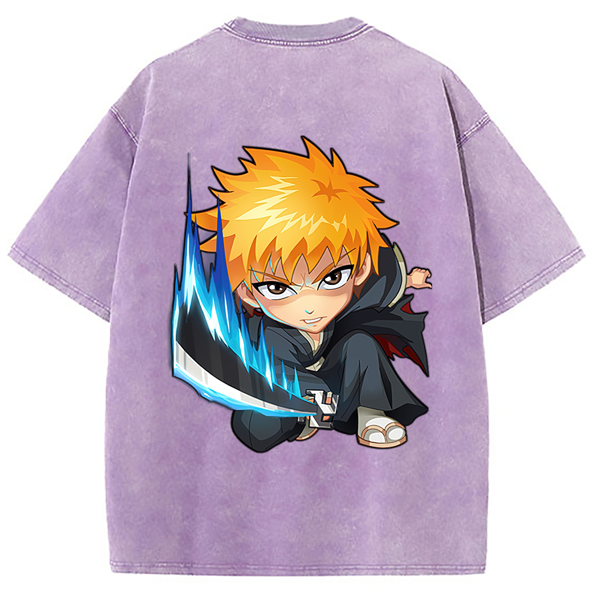 （画像用） ブリーチ 黒崎一護（くろさき いちご）BLEACH Kurosaki Ichigo 綿100% ヴィンテージ風 半袖Tシャツ（背面プリント）