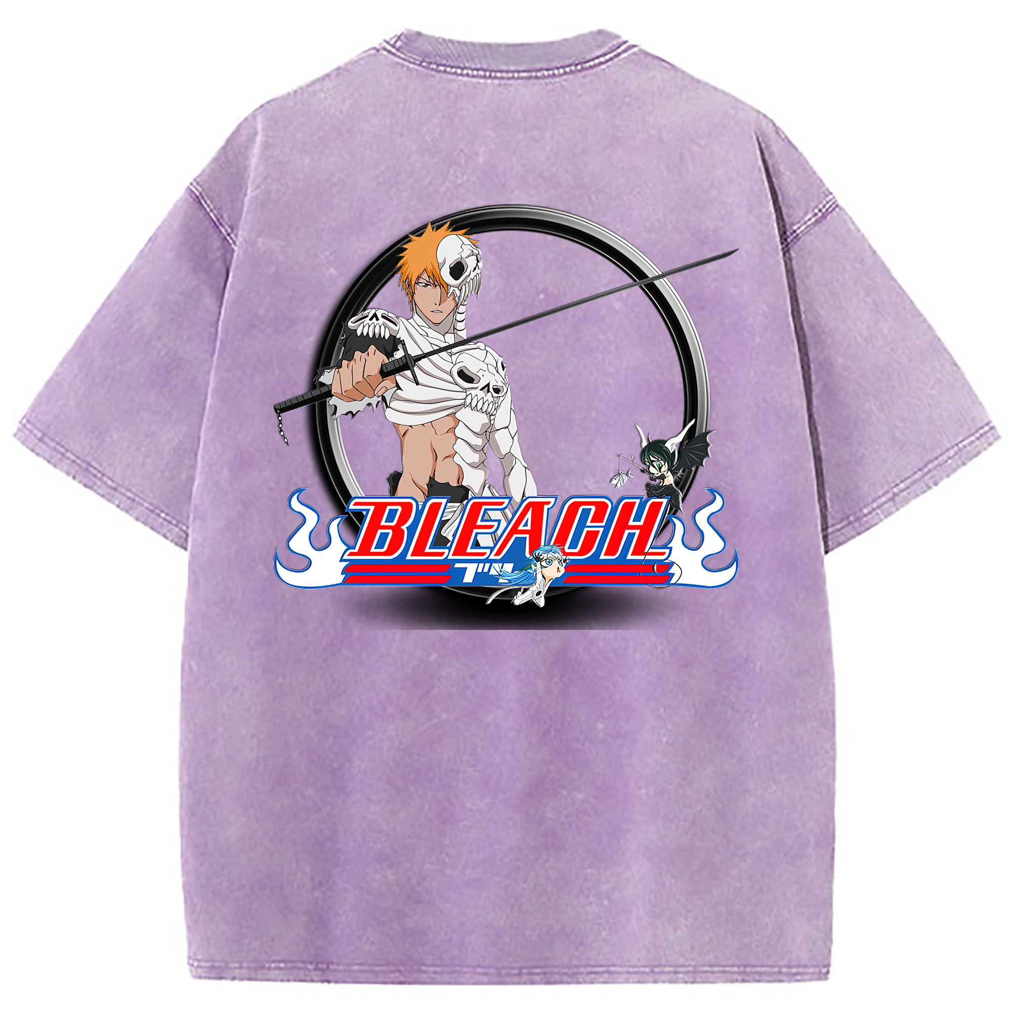 （画像用） ブリーチ 黒崎一護（くろさき いちご）BLEACH Kurosaki Ichigo 綿100% ヴィンテージ風 半袖Tシャツ（背面プリント）