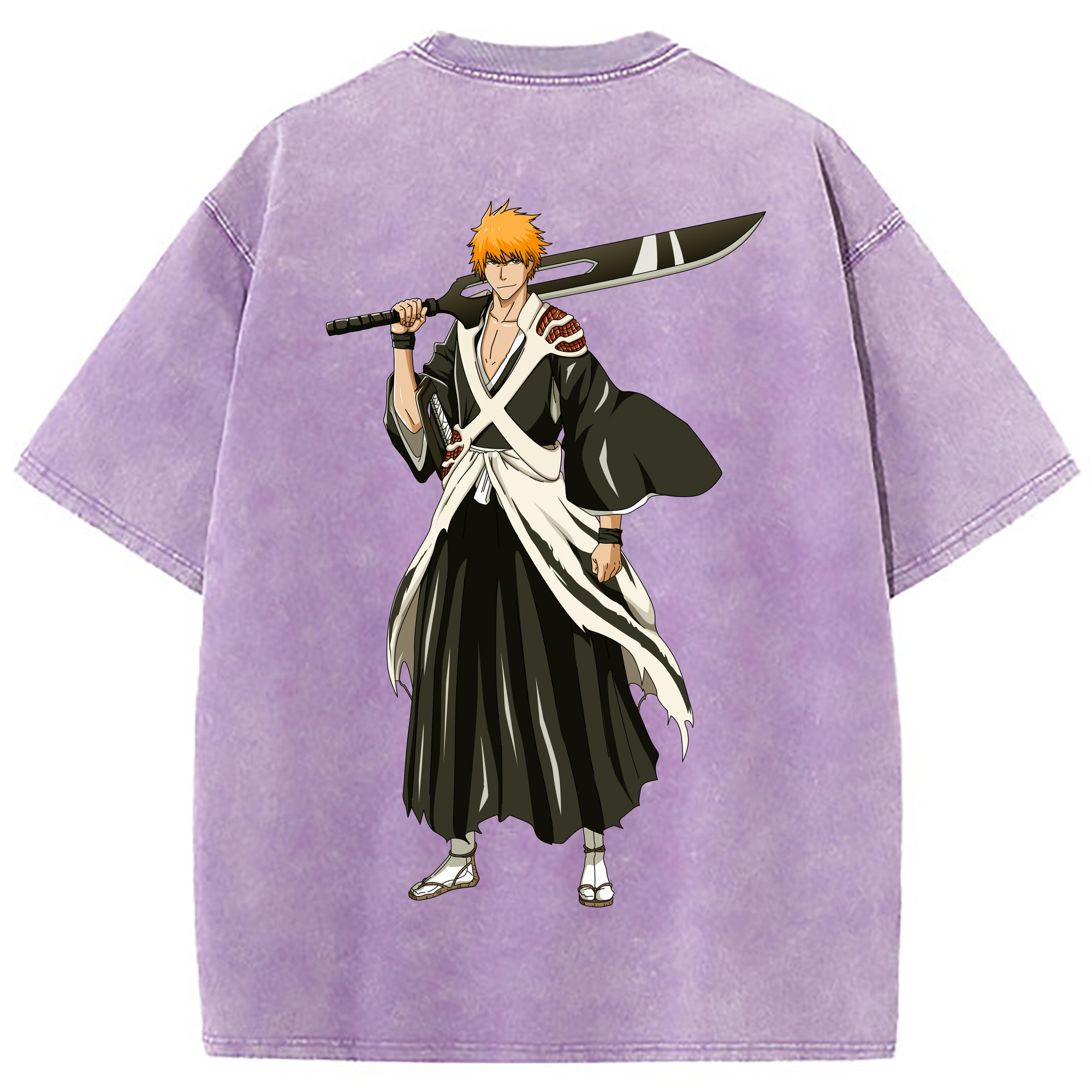 （画像用） ブリーチ 黒崎一護（くろさき いちご）BLEACH Kurosaki Ichigo 綿100% ヴィンテージ風 半袖Tシャツ（背面プリント）