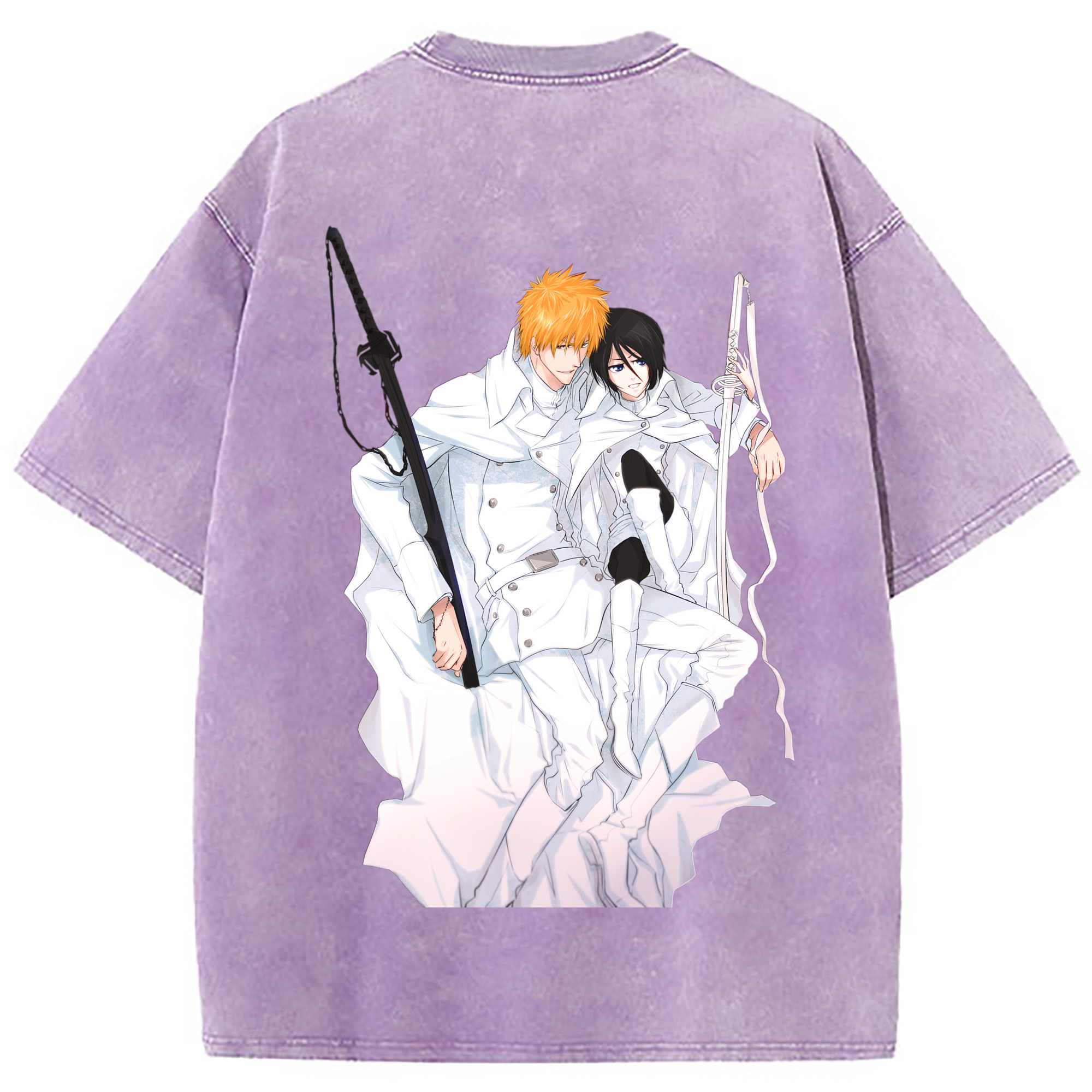 （画像用） ブリーチ 黒崎一護（くろさき いちご）BLEACH Kurosaki Ichigo 綿100% ヴィンテージ風 半袖Tシャツ（背面プリント）